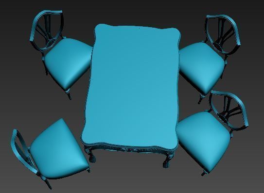 classical Dining set Low-poly 3D model_20