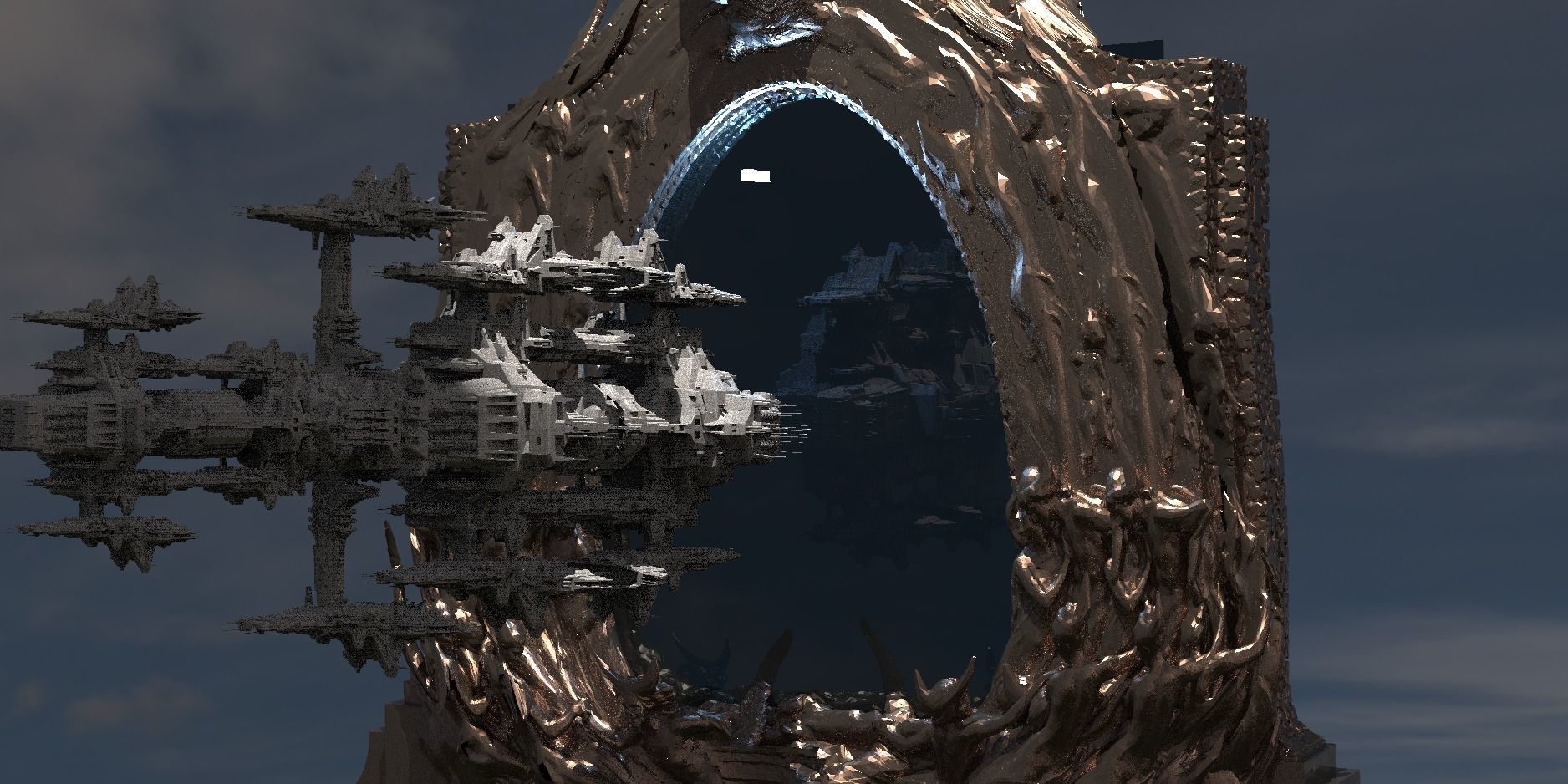 Wizards portal gateway with dreadnaught ship 2 3D model_1