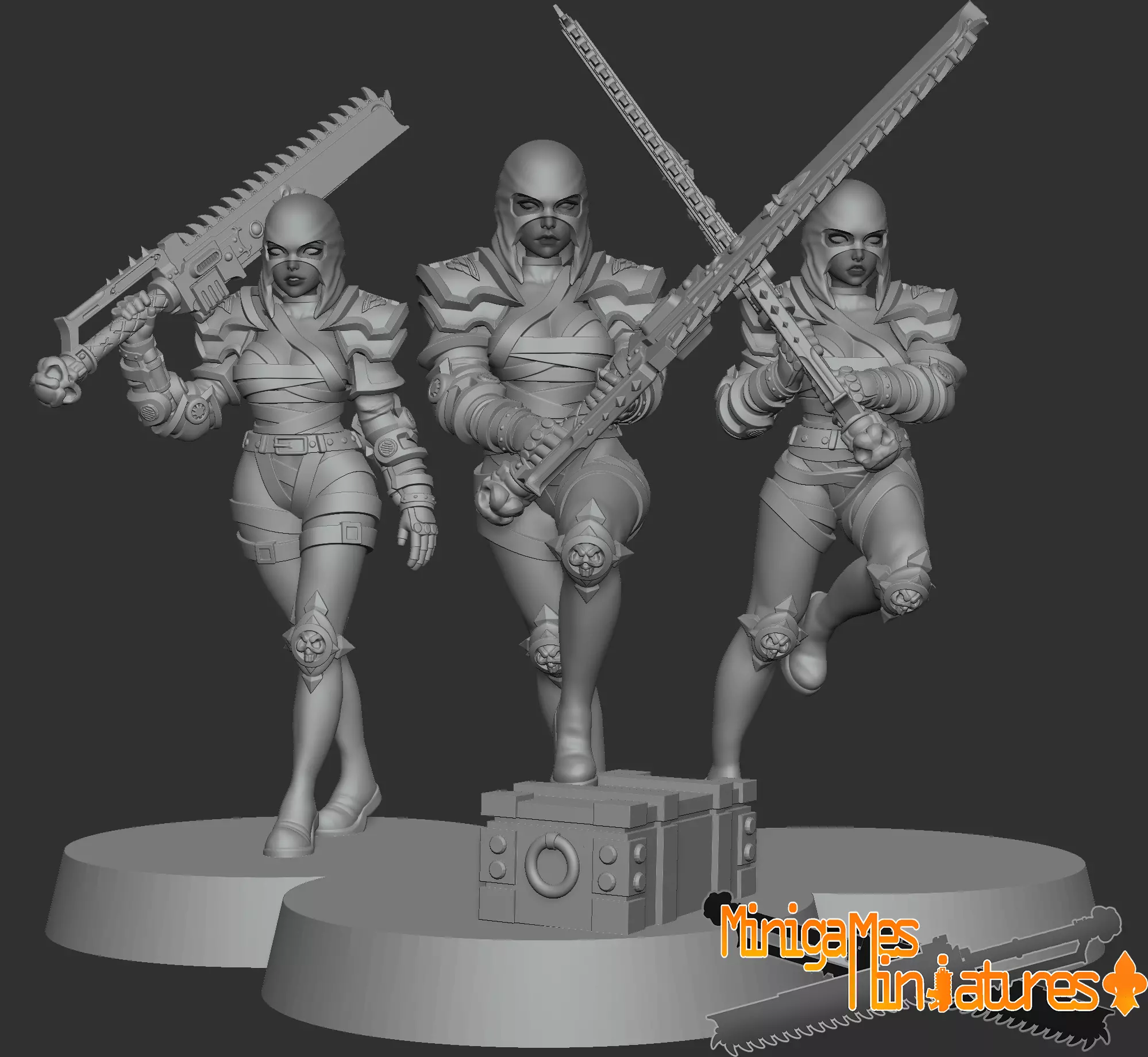 Space nuns anime figurines 3D print model_0