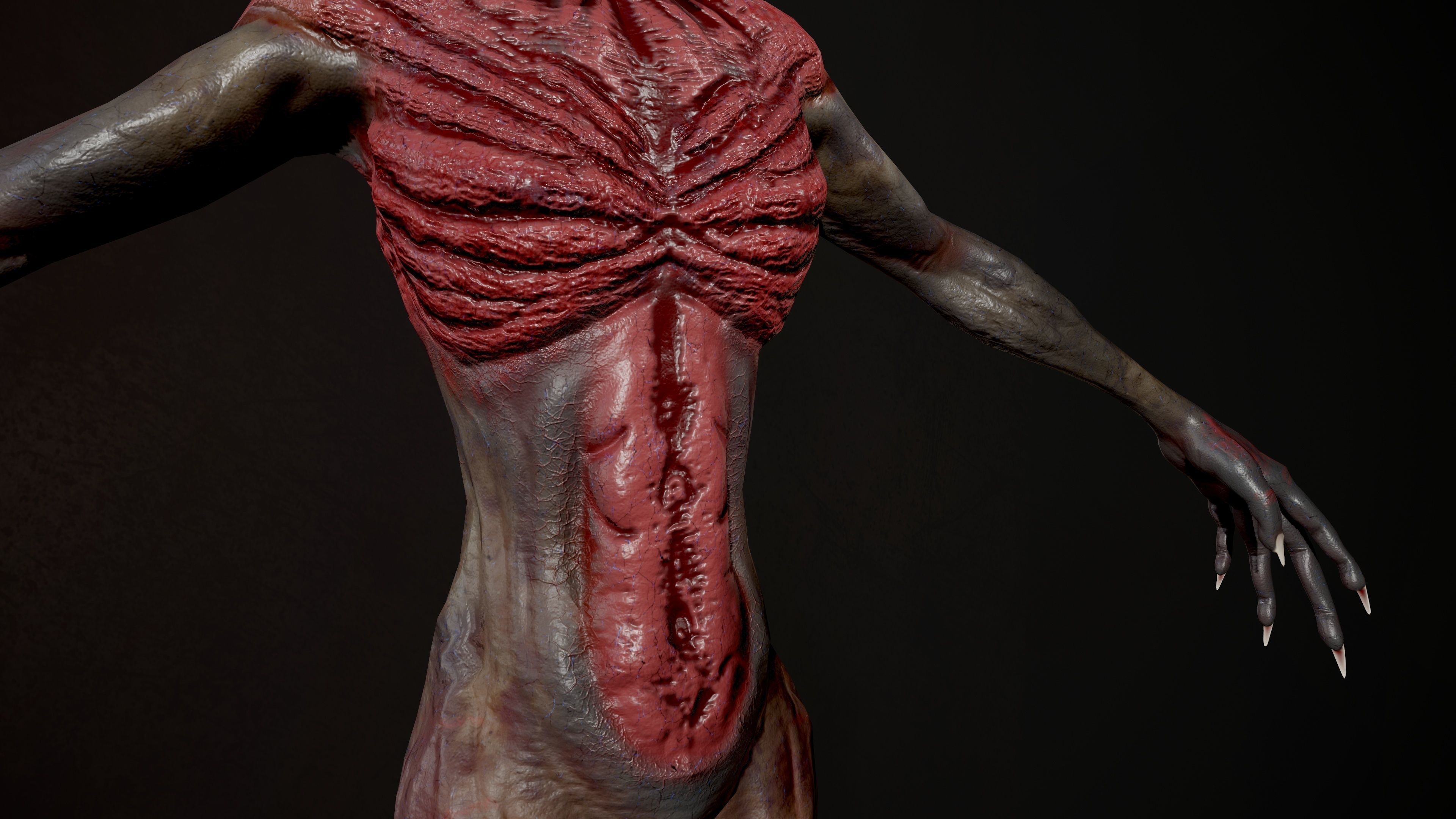 Ghoul undead man with body Low-poly 3D model_9