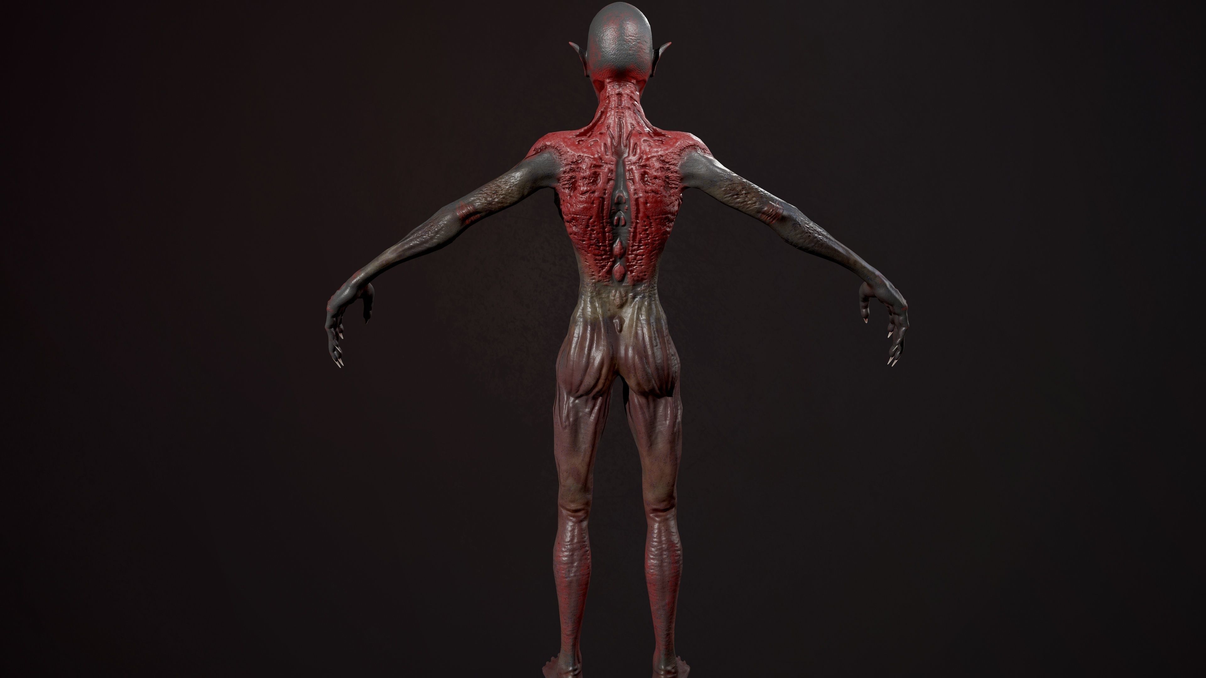 Ghoul undead man with body Low-poly 3D model_5