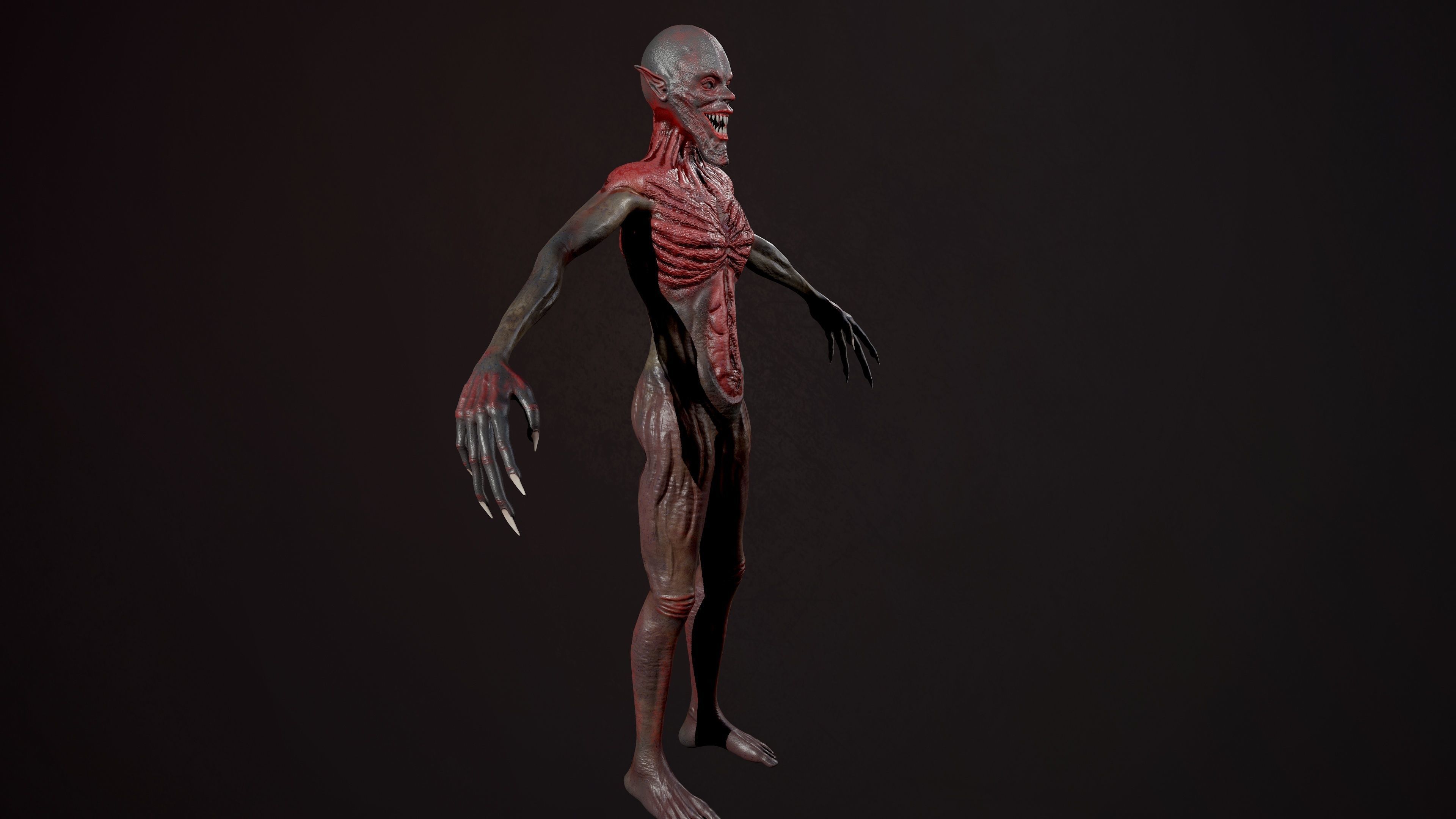 Ghoul undead man with body Low-poly 3D model_2