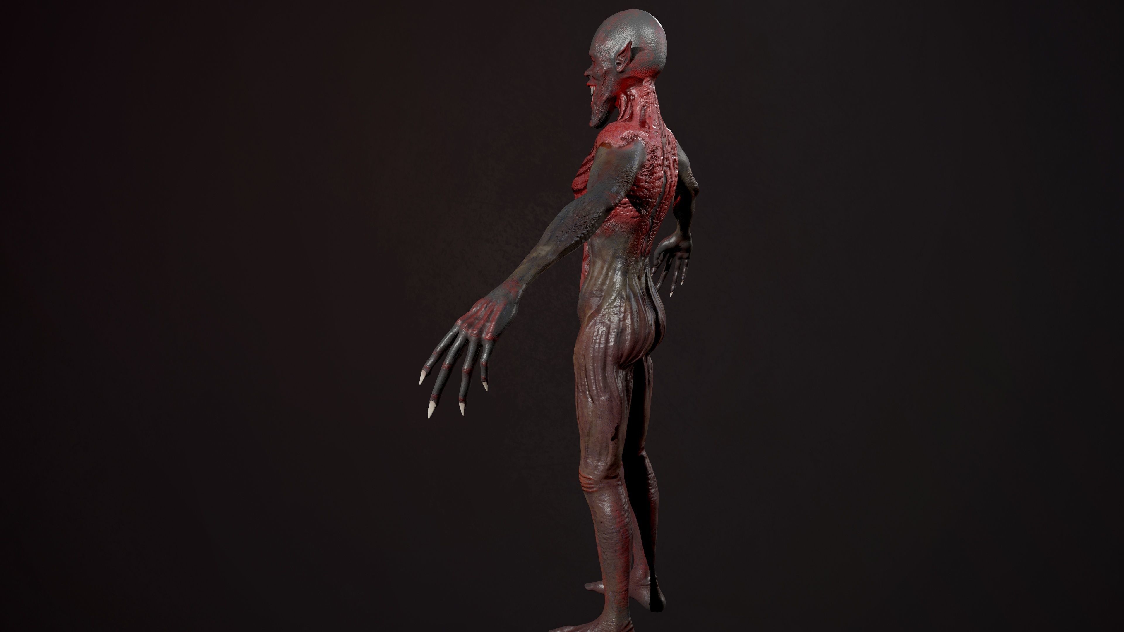 Ghoul undead man with body Low-poly 3D model_6