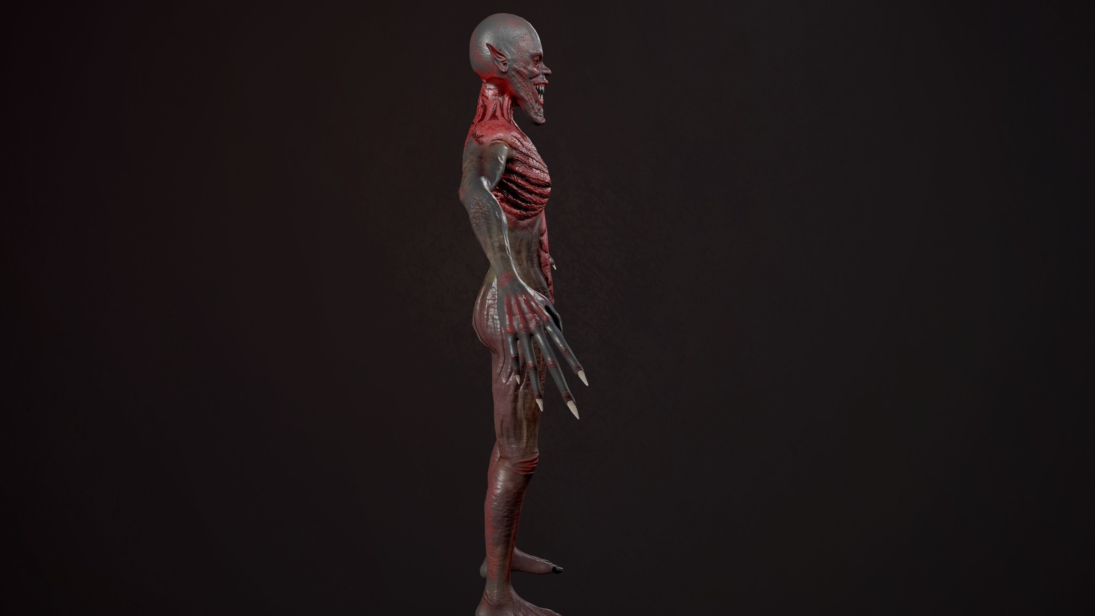 Ghoul undead man with body Low-poly 3D model_3