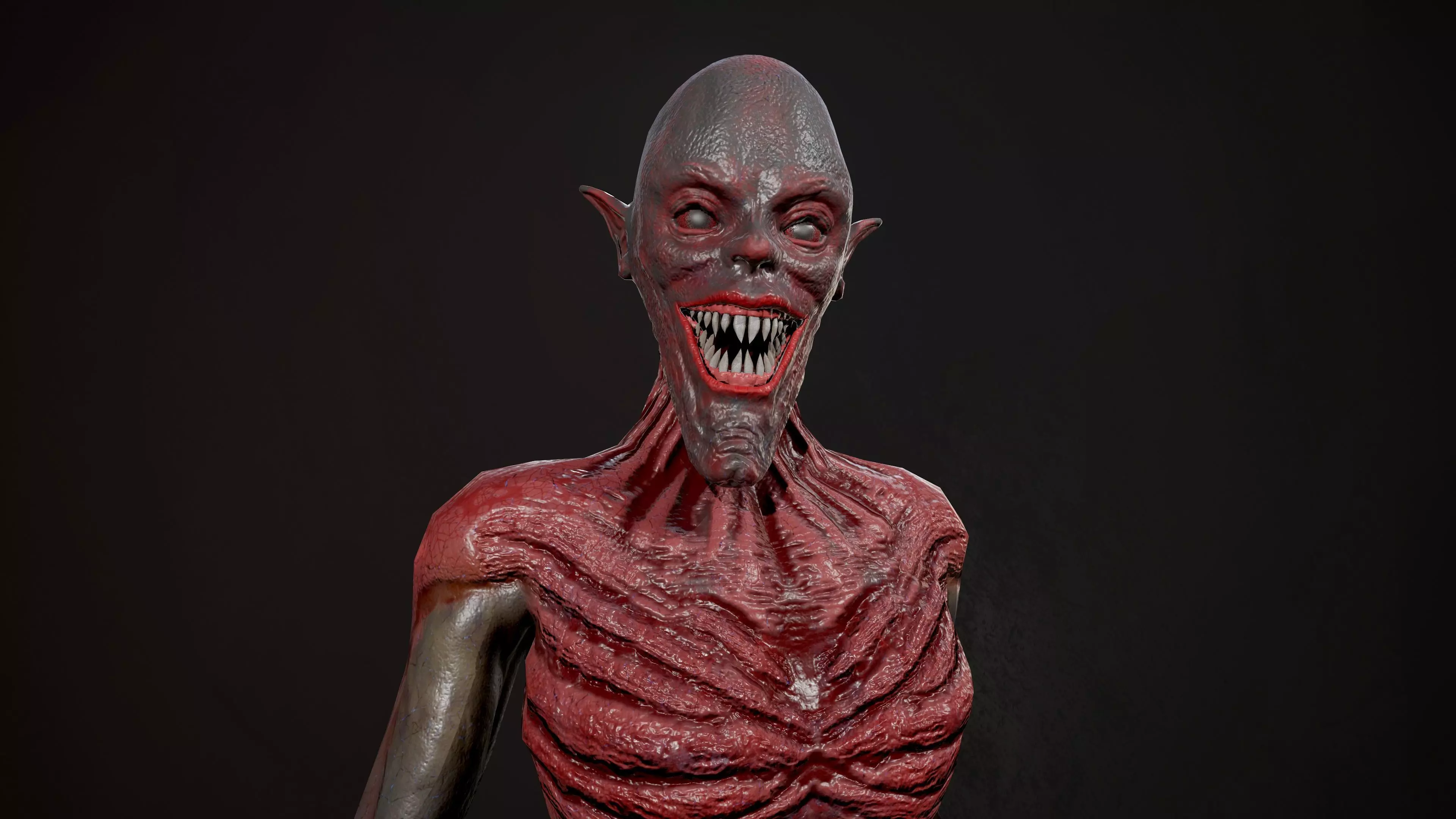 Ghoul undead man with body Low-poly 3D model_0