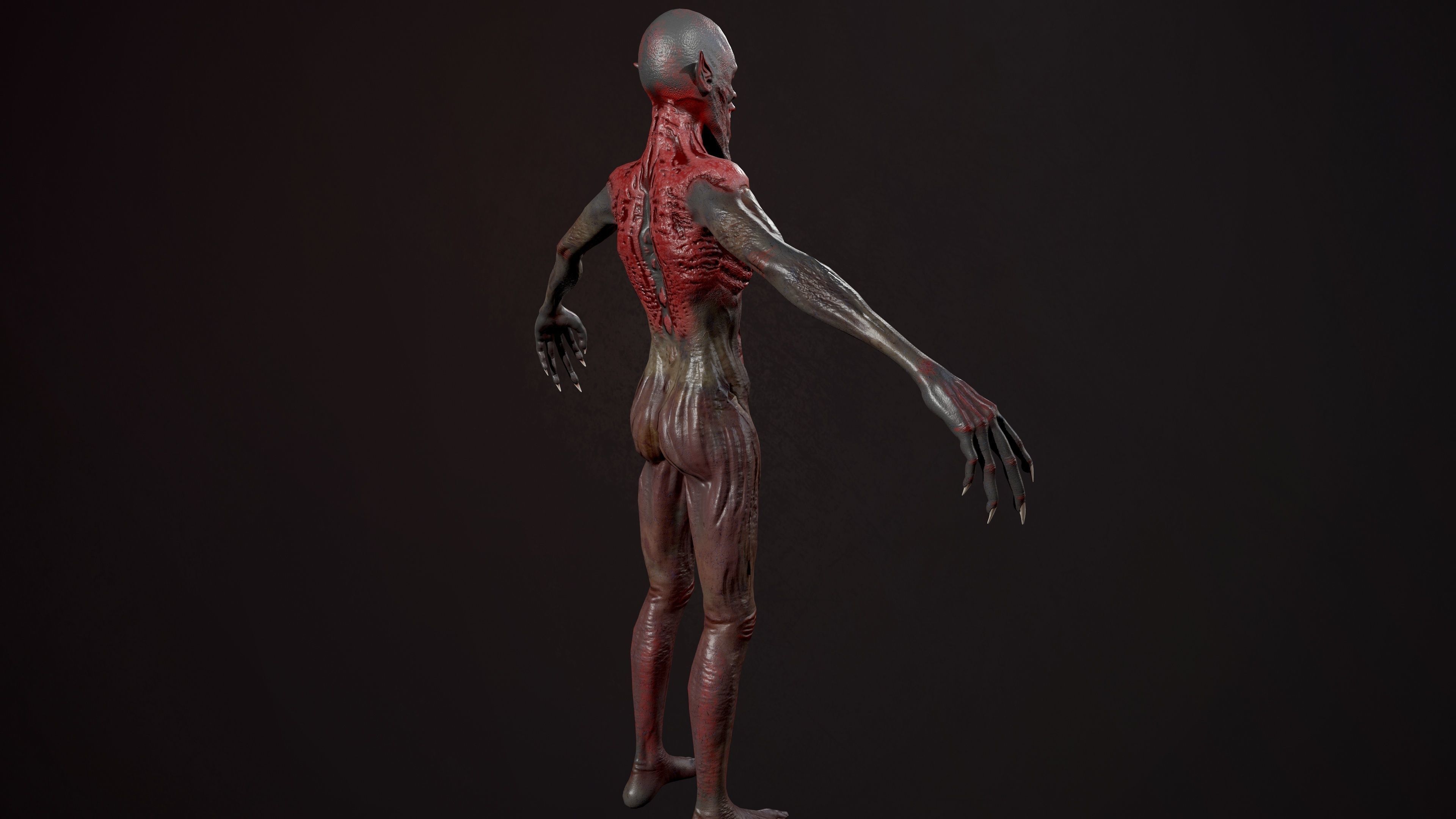 Ghoul undead man with body Low-poly 3D model_4