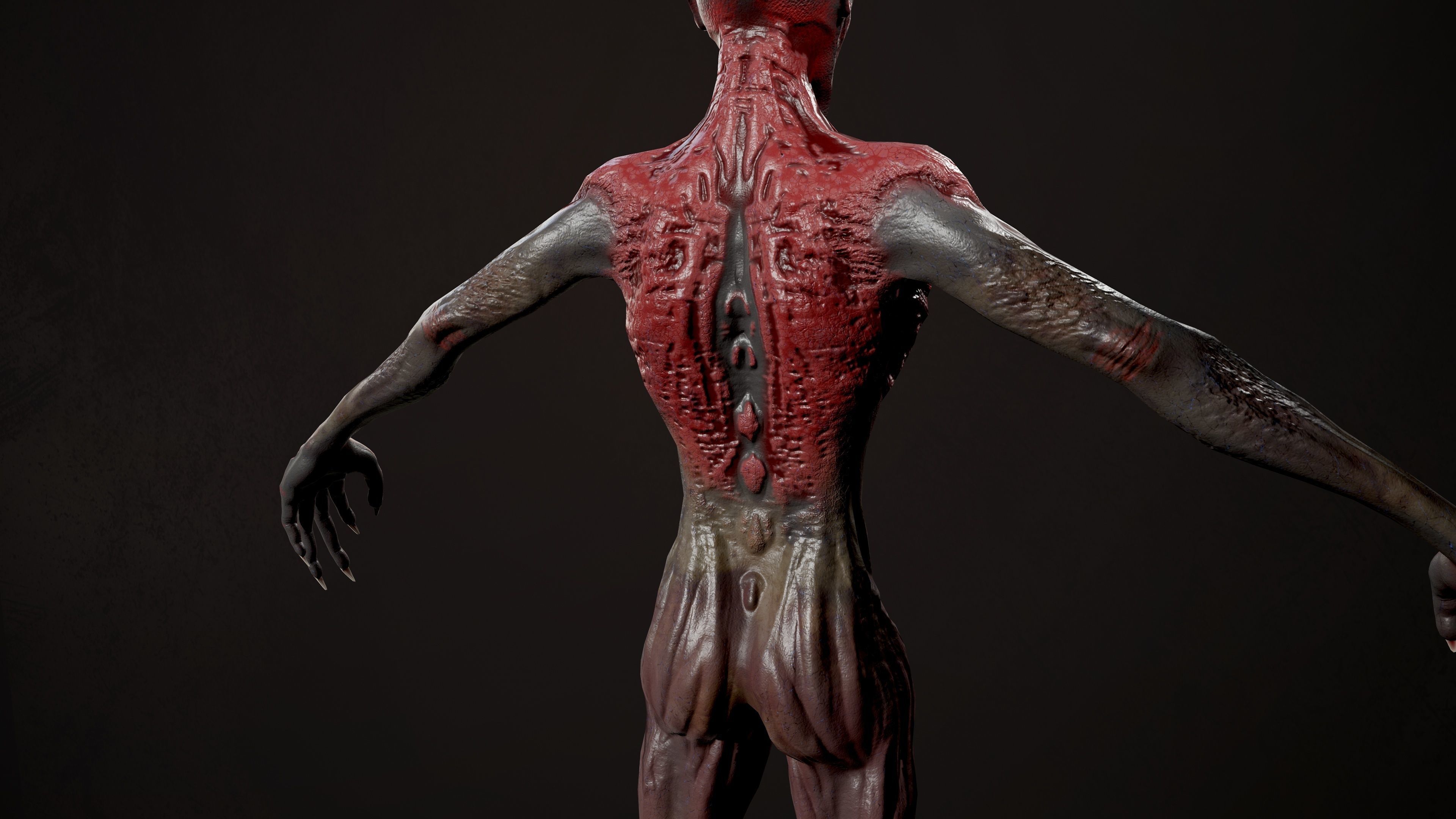 Ghoul undead man with body Low-poly 3D model_10