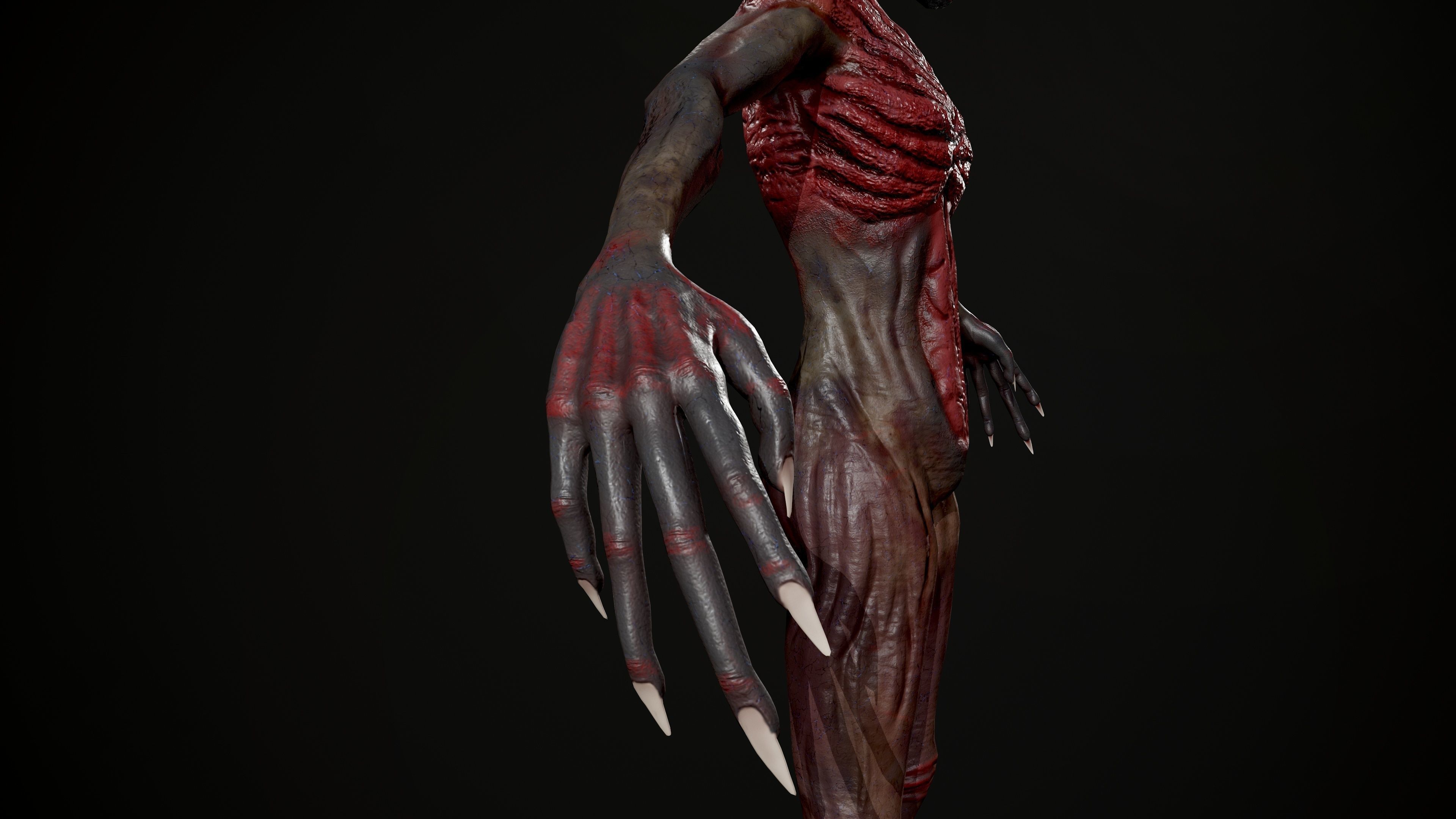Ghoul undead man with body Low-poly 3D model_11