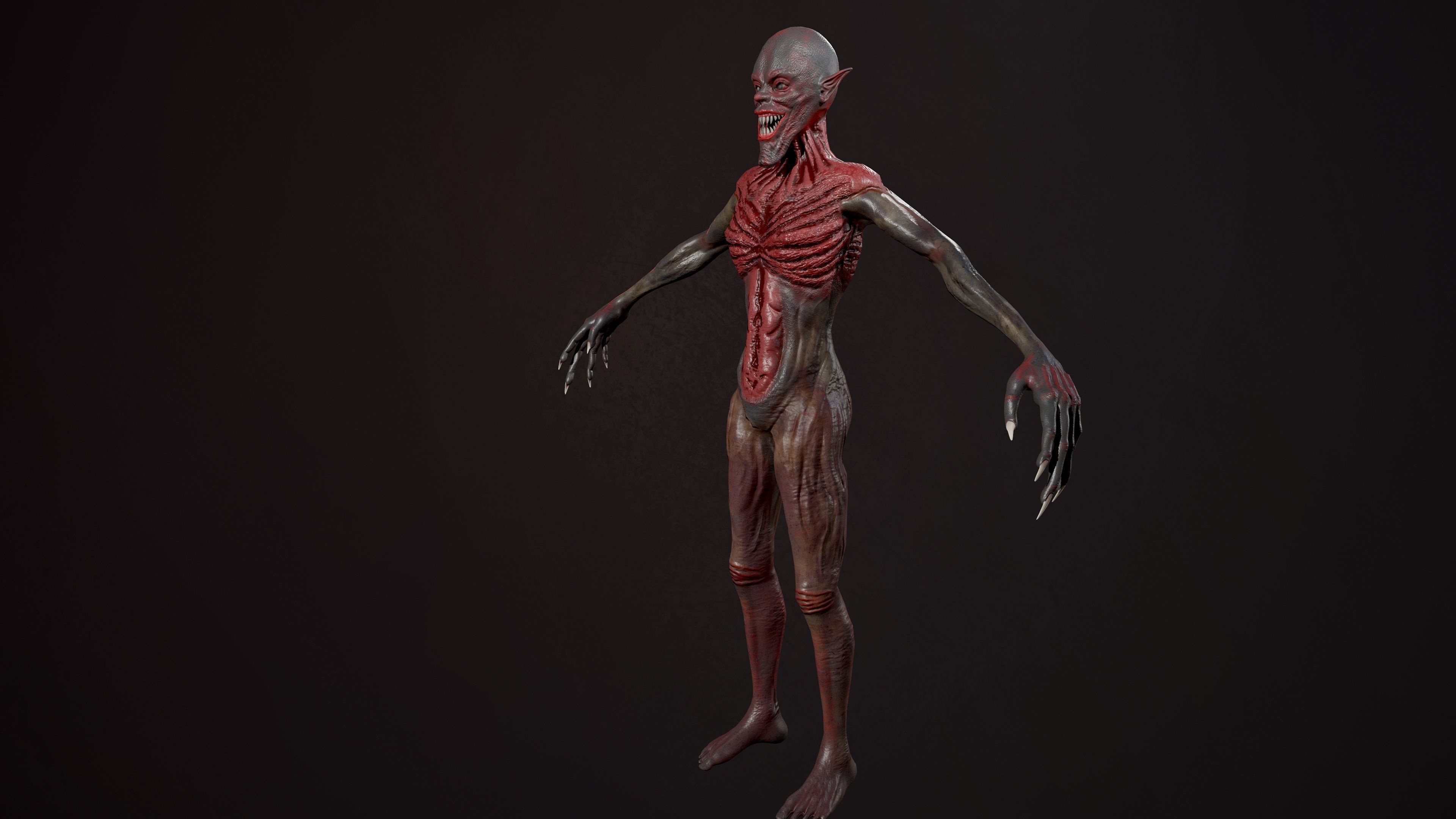 Ghoul undead man with body Low-poly 3D model_8