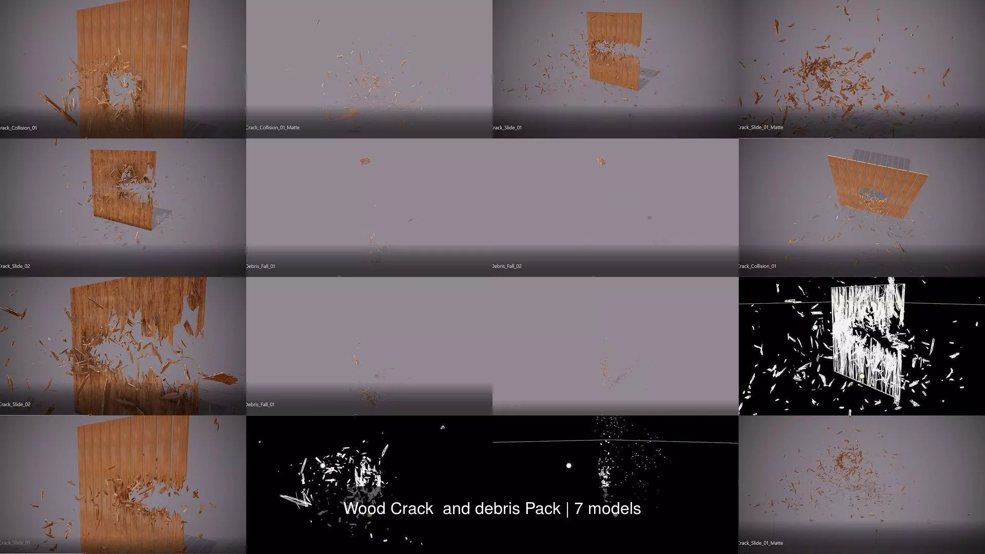 Wood Crack  and debris Pack 3D Model Collection_0