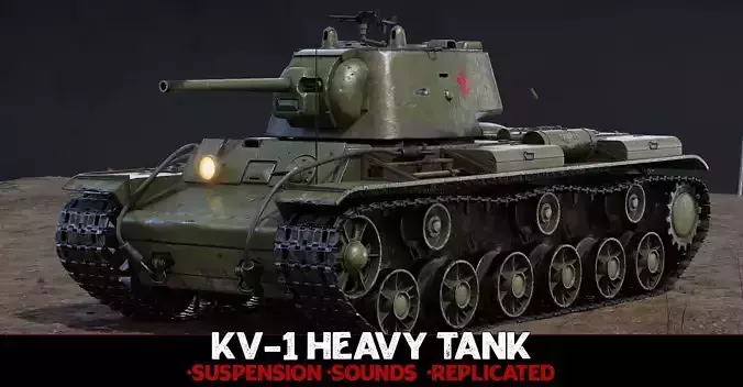 WW2 Tank - KV1 - Advanced Tank Blueprint UE4 Low-poly 3D model