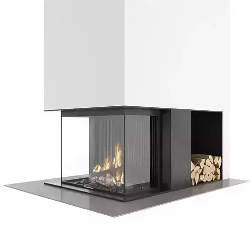 Fireplace modern with logs