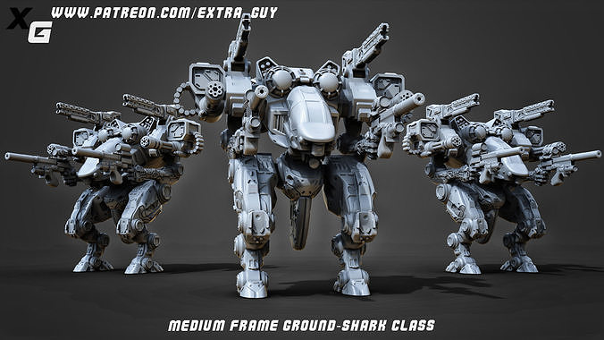 Shark Class Combat Mech Over 85mm Height 3D print model