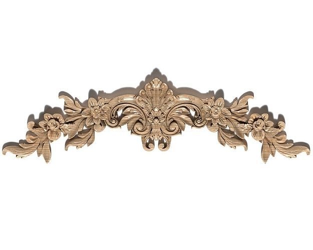 Cartouche-019 ornately carved decorative piece 3D model
