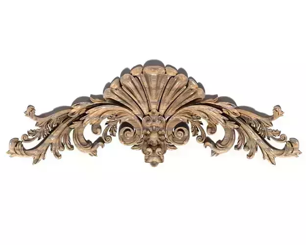Cartouche-020 ornately carved wooden crown molding 3D model