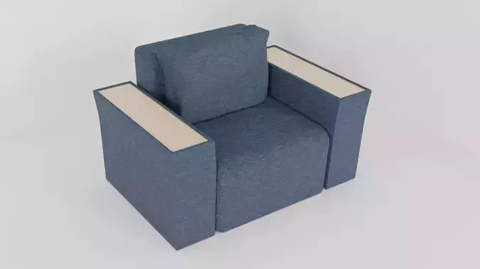 Armchair chair with bookcase in middle