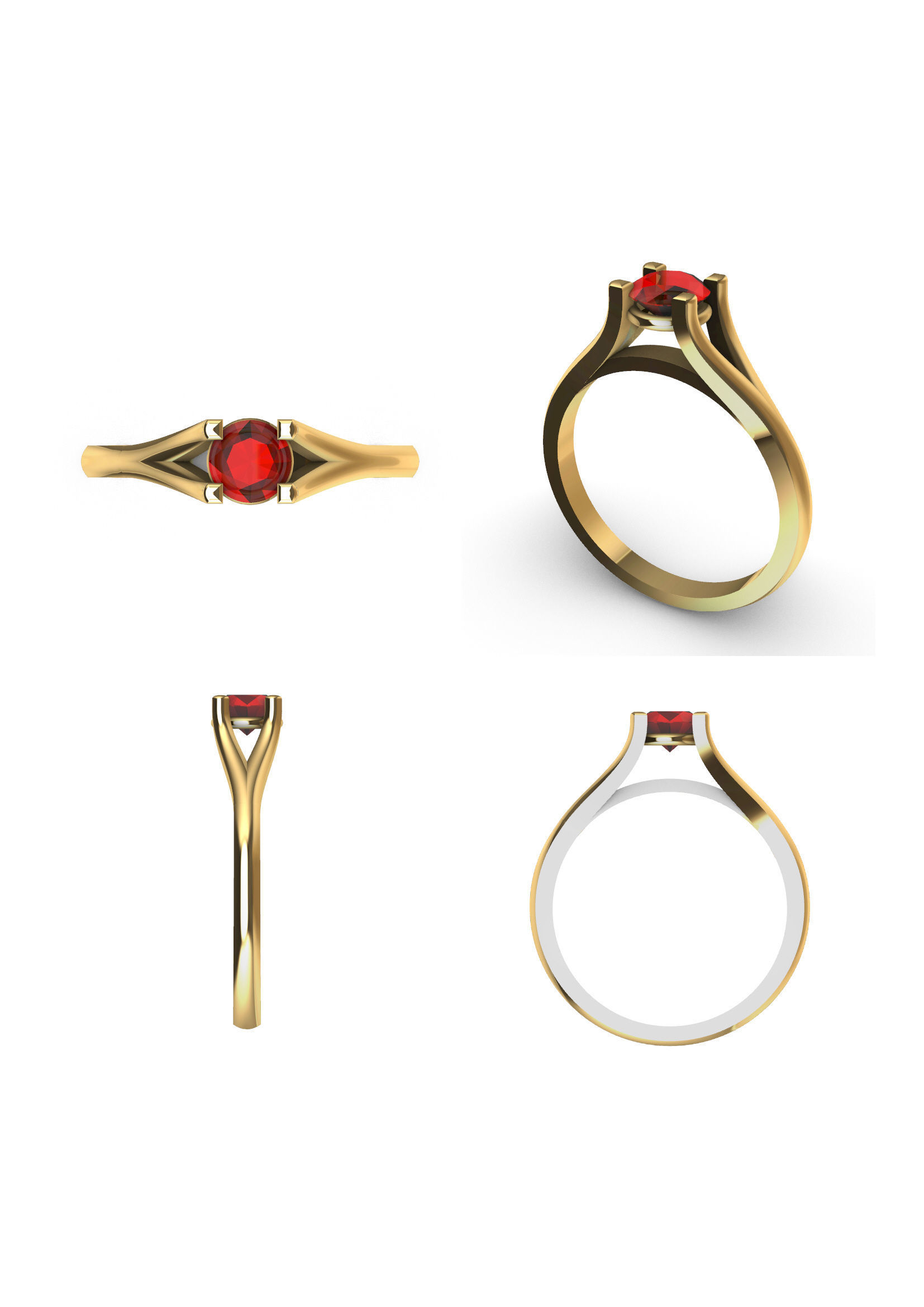 Solitaire Ring -Saphire-Ruby-Diamond 3D print model_11