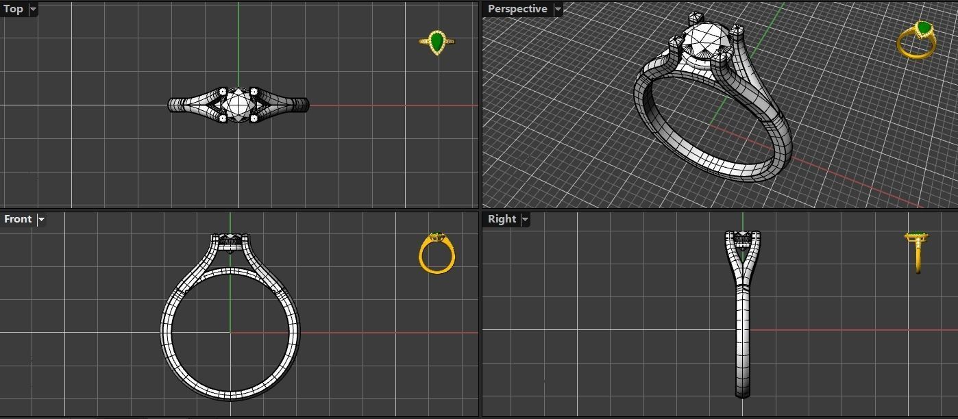 Solitaire Ring -Saphire-Ruby-Diamond 3D print model_13