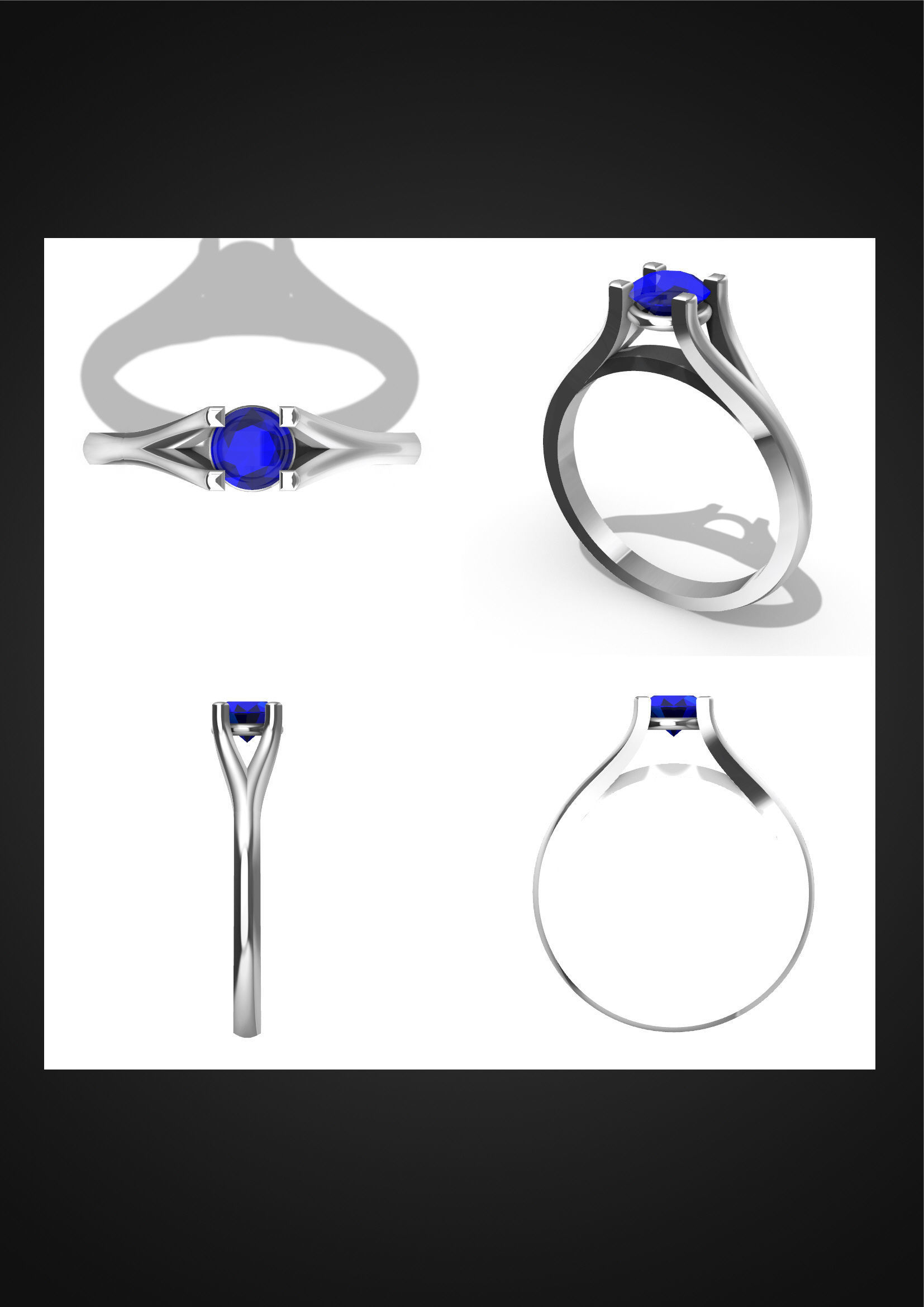 Solitaire Ring -Saphire-Ruby-Diamond 3D print model_3