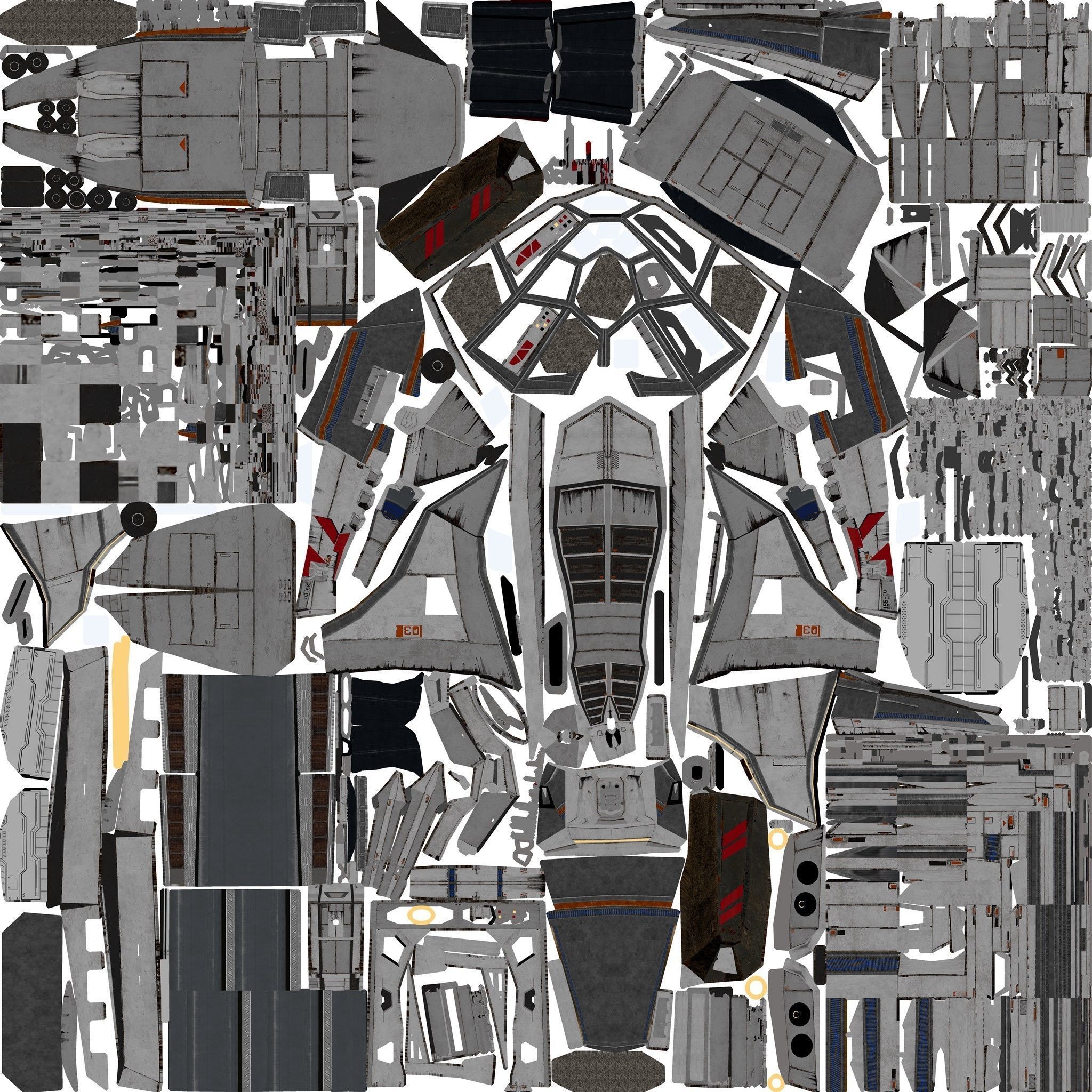 Space Ship - Rigged - Fully Textured - include inside Low-poly 3D model_33