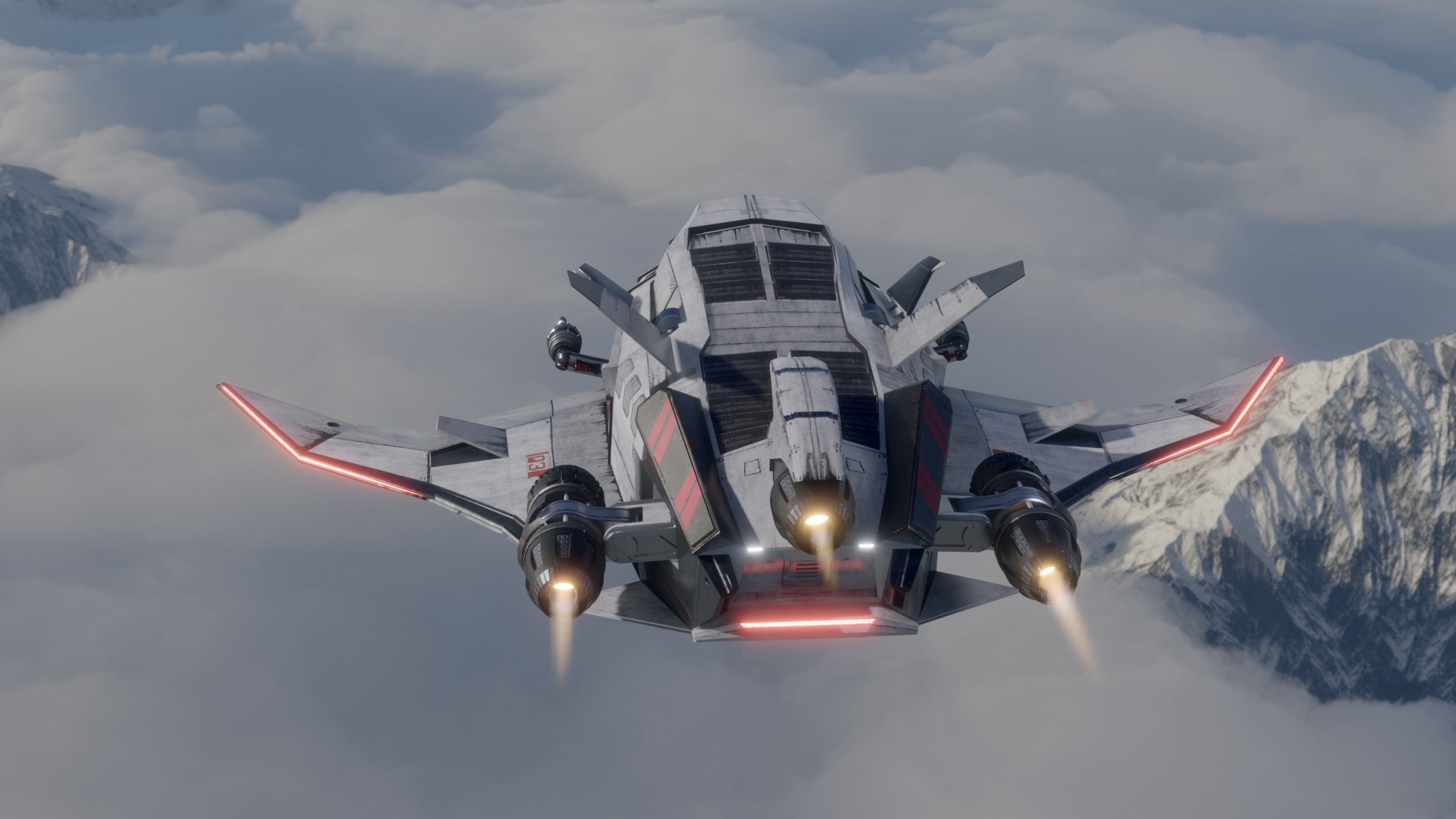 Space Ship - Rigged - Fully Textured - include inside Low-poly 3D model_8