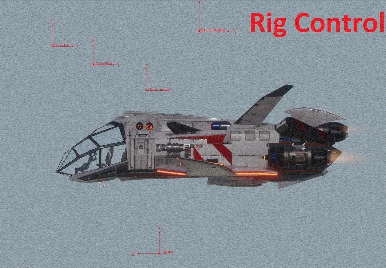 Space Ship - Rigged - Fully Textured - include inside Low-poly 3D model_24