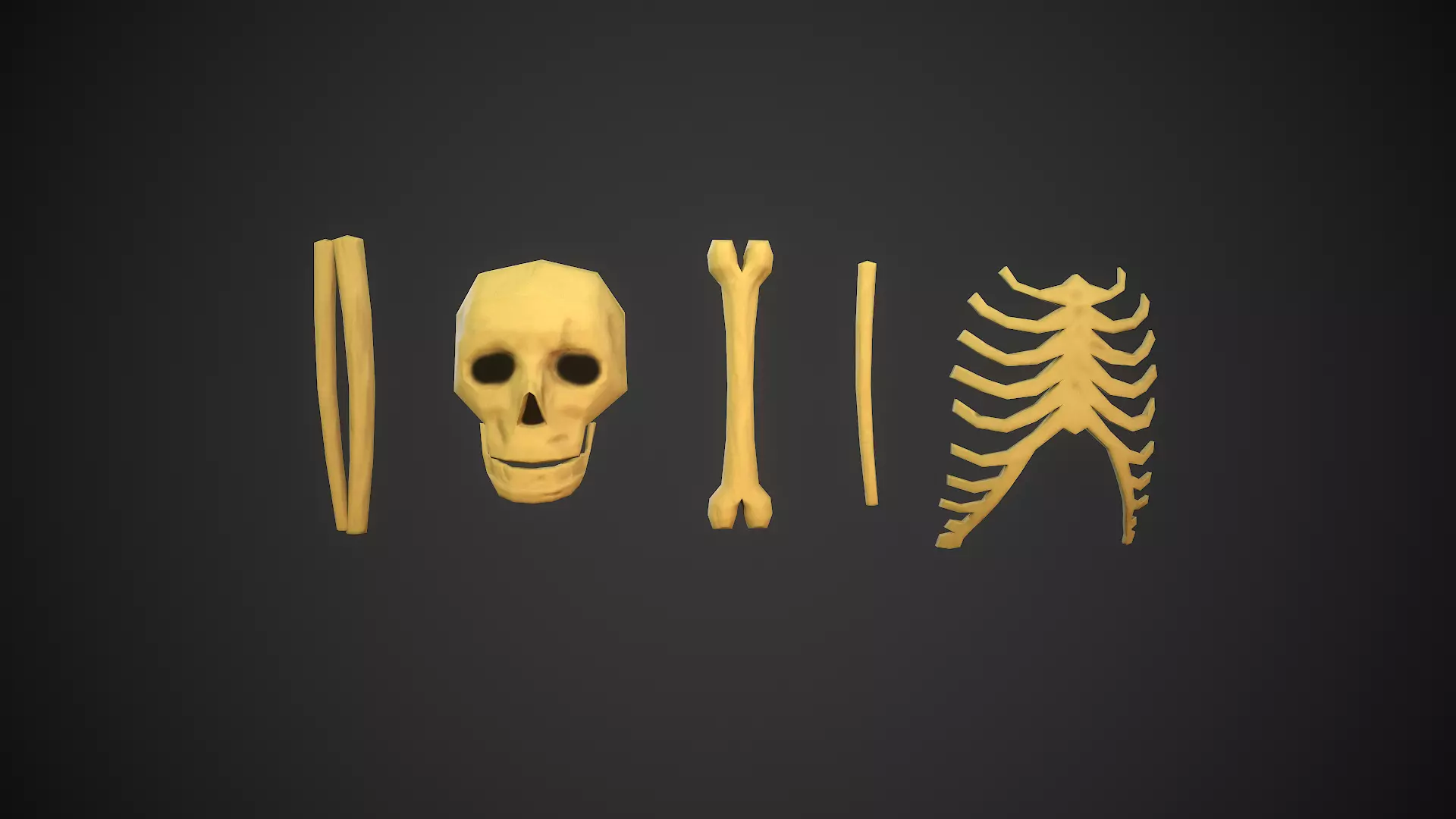 Stylized bones Low-poly 3D model_0