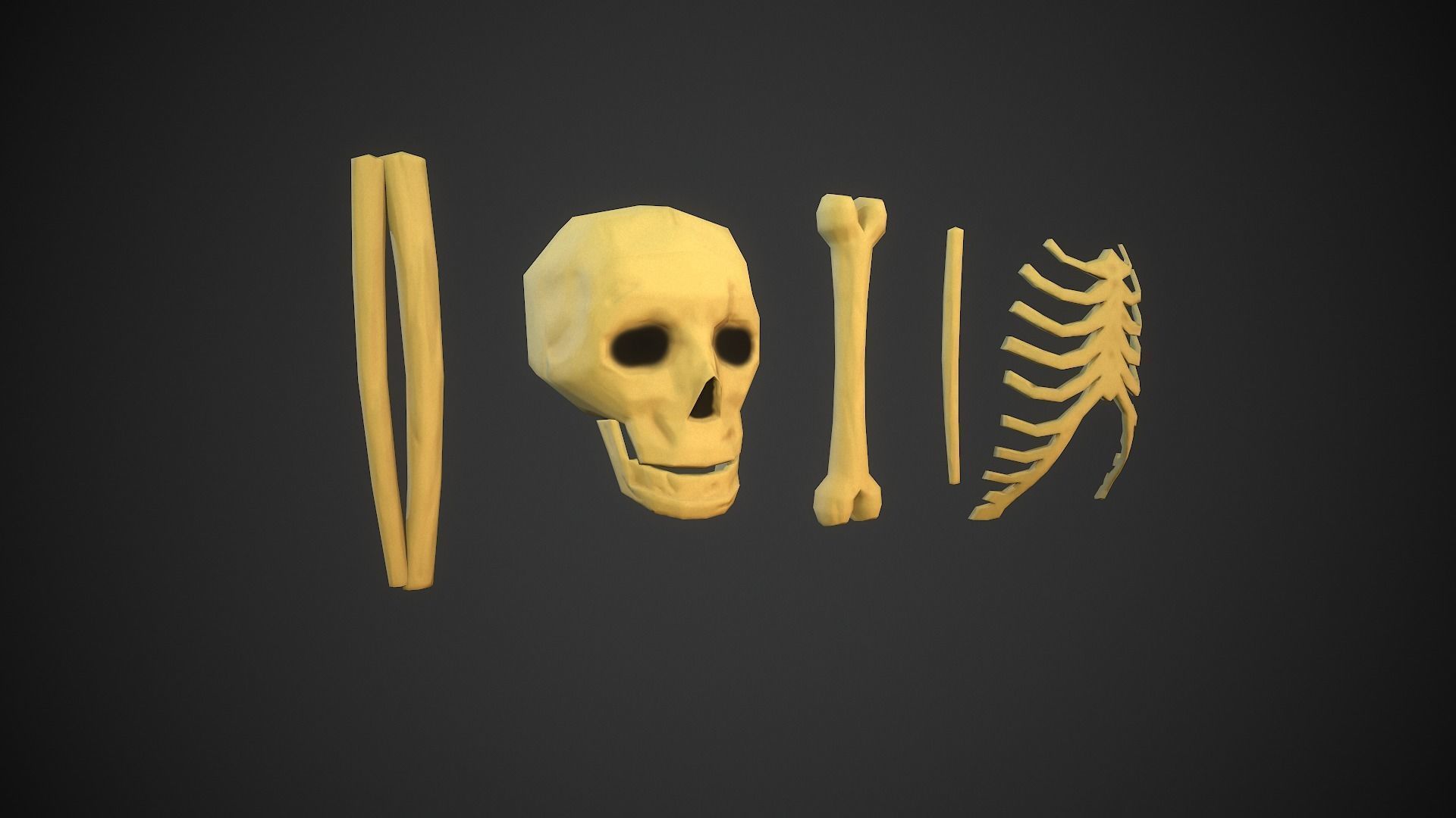 Stylized bones Low-poly 3D model_3