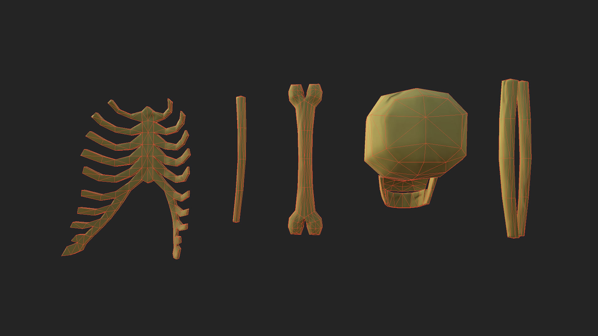 Stylized bones Low-poly 3D model_25