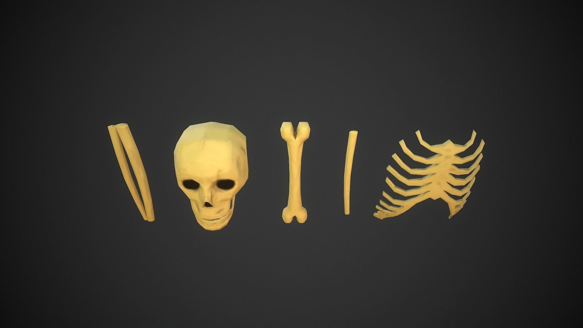 Stylized bones Low-poly 3D model_4