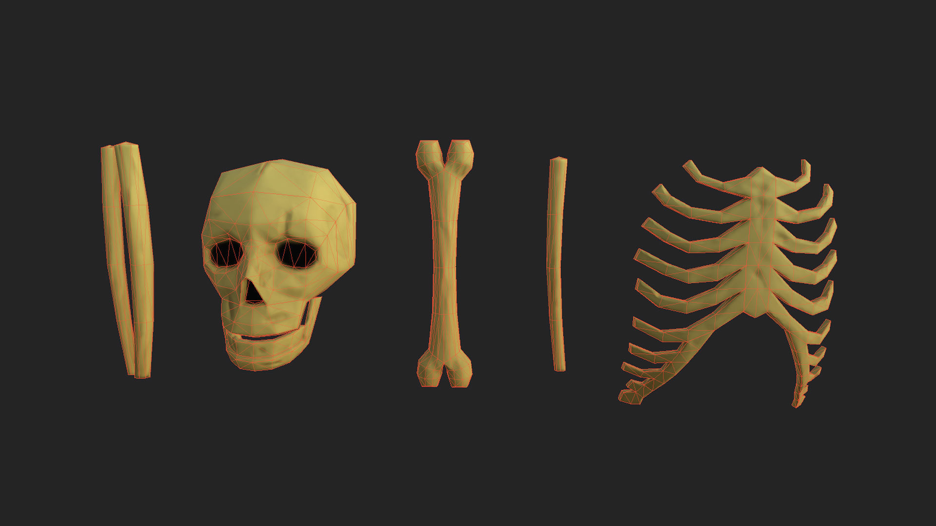 Stylized bones Low-poly 3D model_24