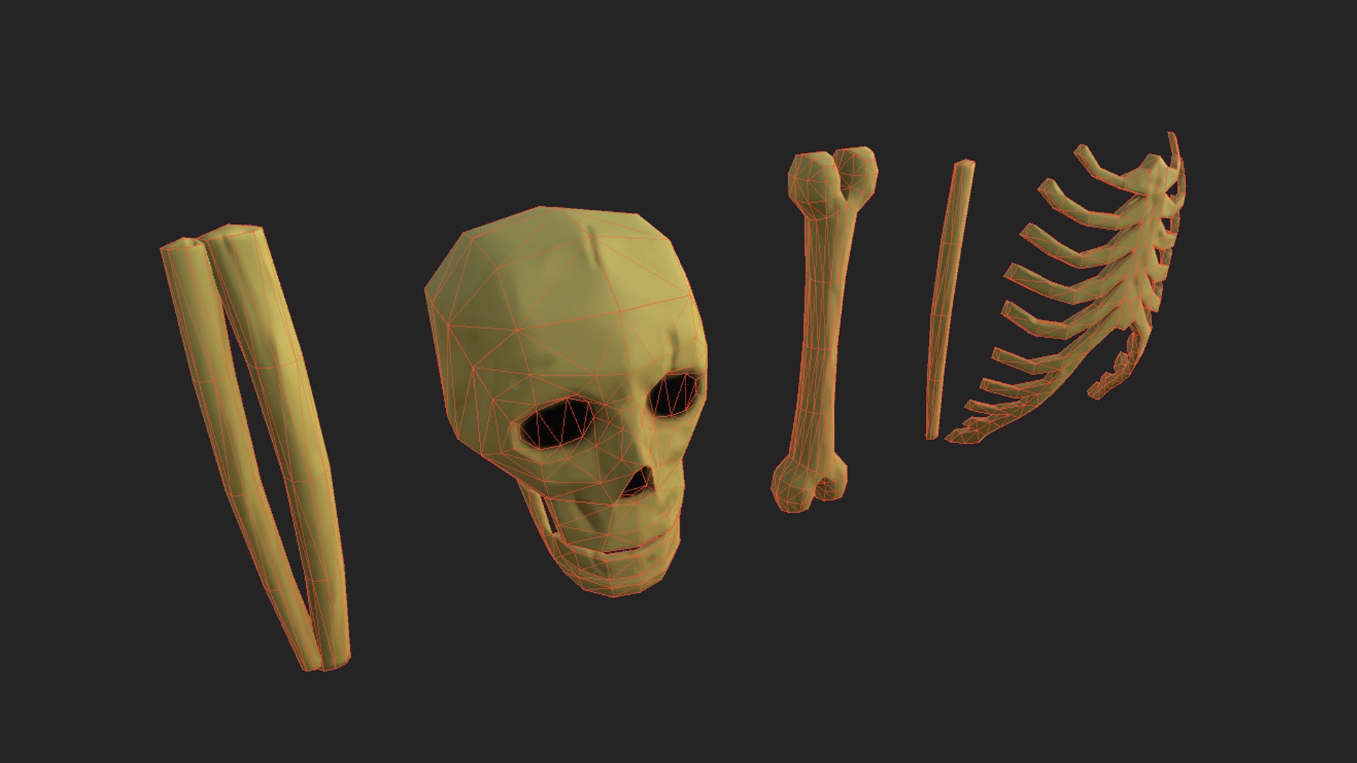 Stylized bones Low-poly 3D model_26