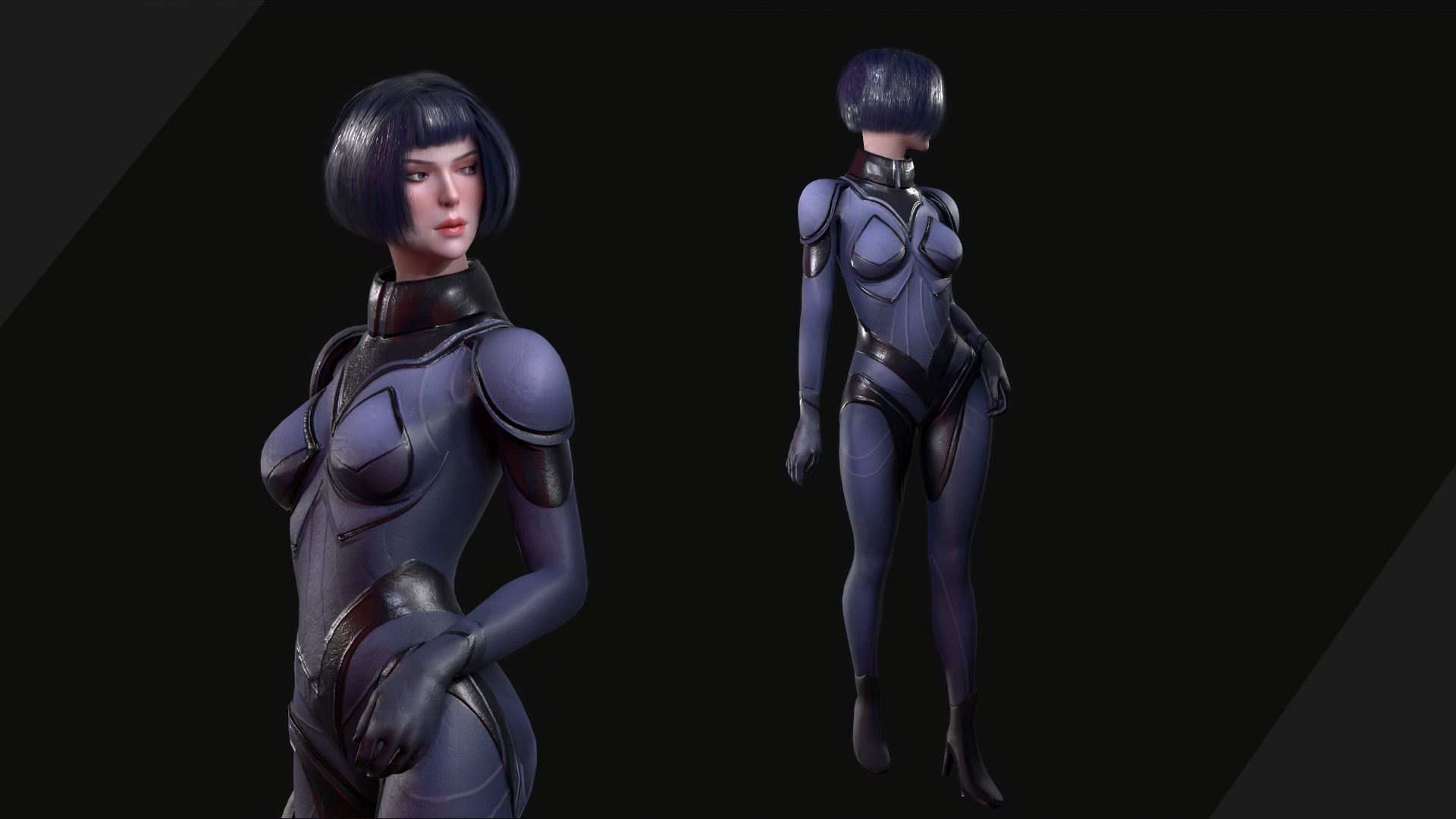 Spy Girl - Game Ready  Low-poly 3D model_2