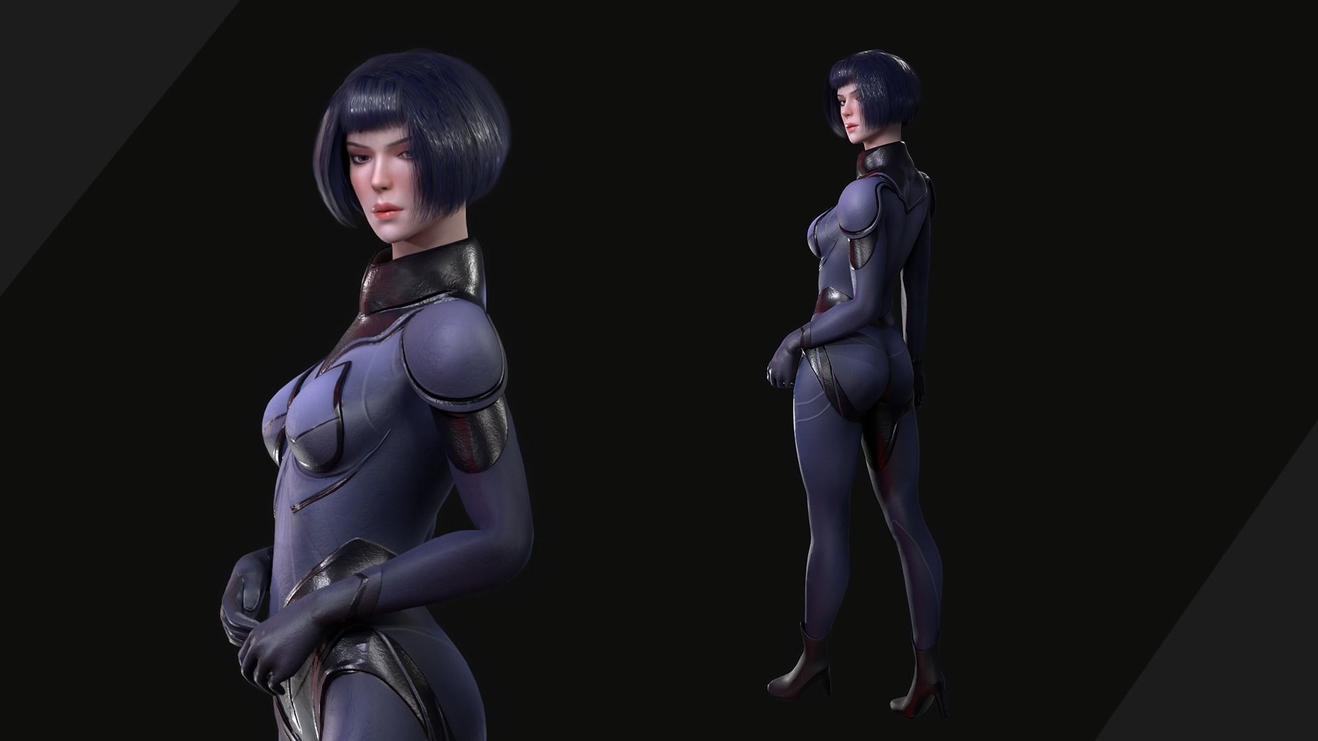 Spy Girl - Game Ready  Low-poly 3D model_1