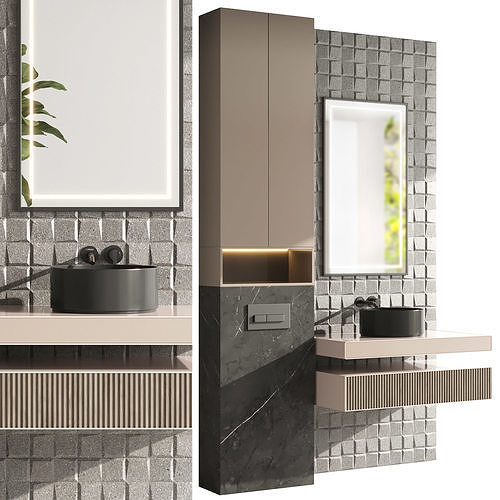 Bathroom furniture by inbani faucet set 13 Low-poly 3D model
