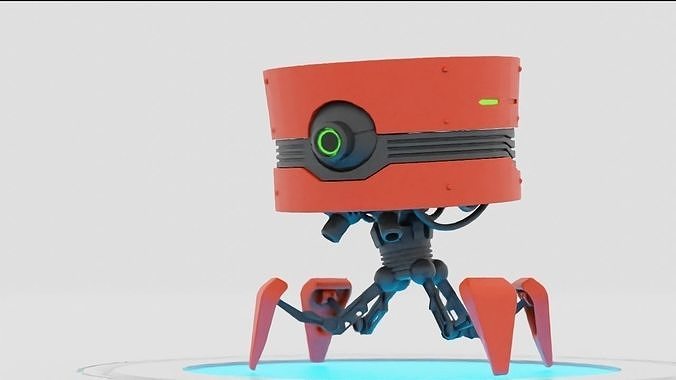 spy robot rigged - animated 3D model