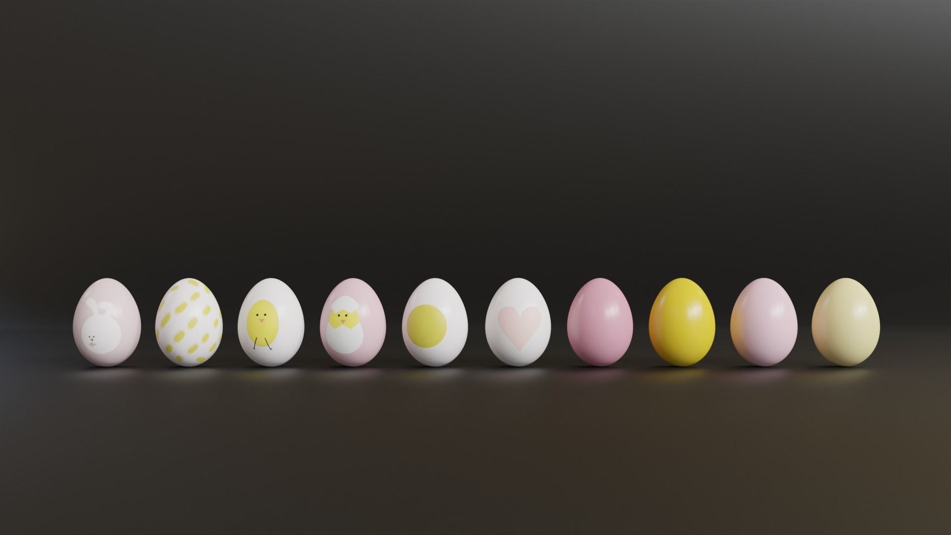 Cute Easter Eggs with Watercolor Print 3D model_6