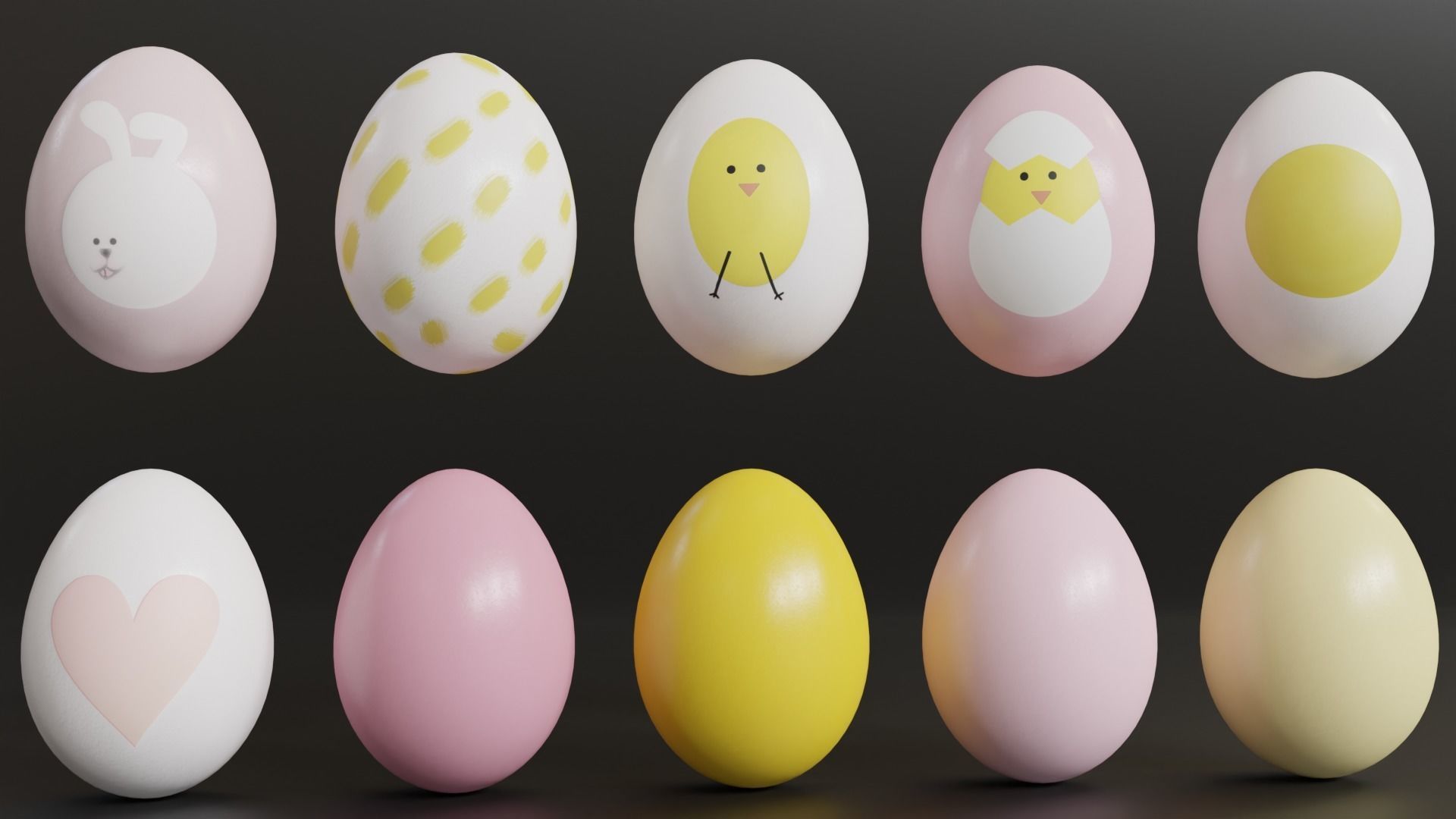 Cute Easter Eggs with Watercolor Print 3D model_4