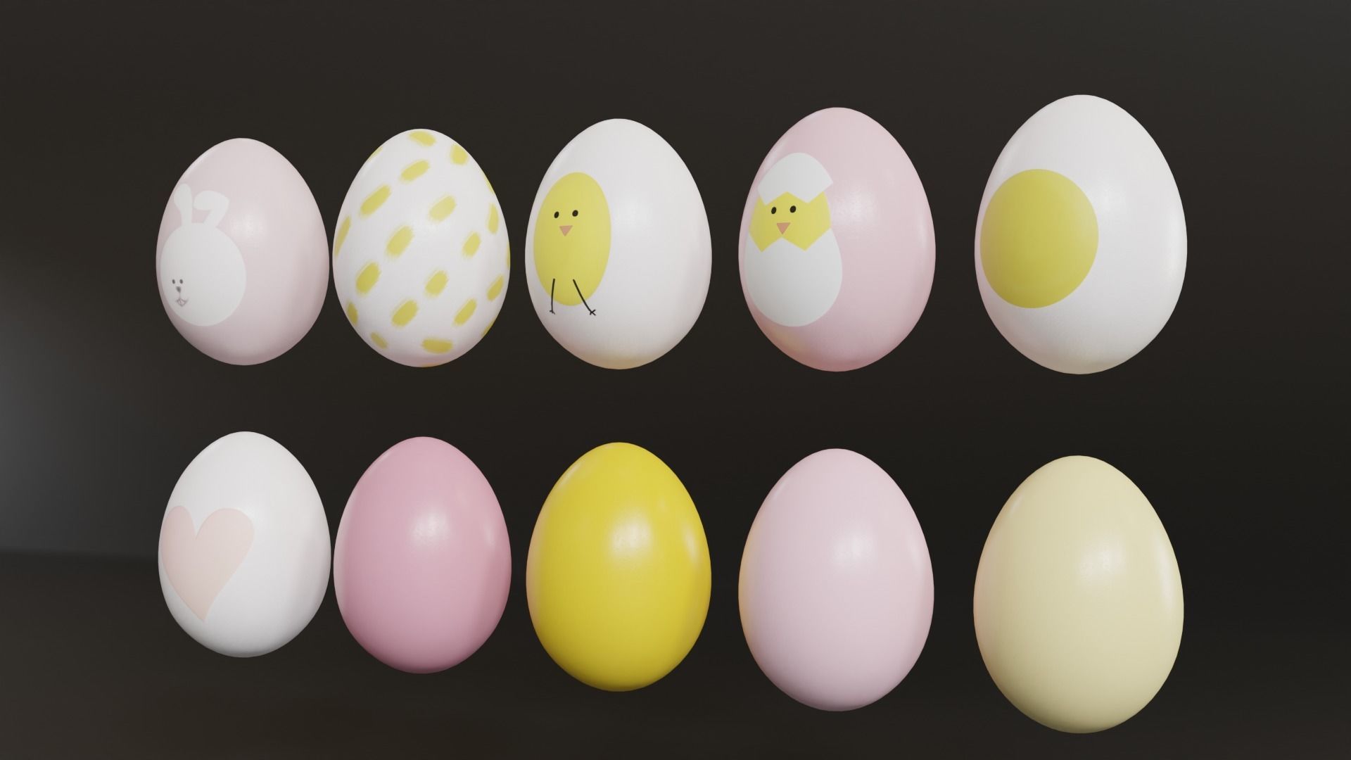 Cute Easter Eggs with Watercolor Print 3D model_5