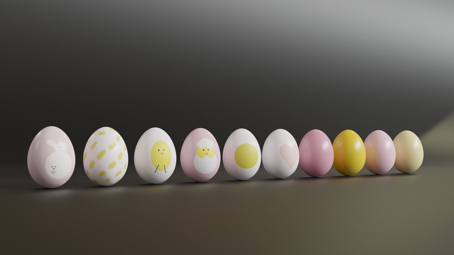 Cute Easter Eggs with Watercolor Print 3D model_7