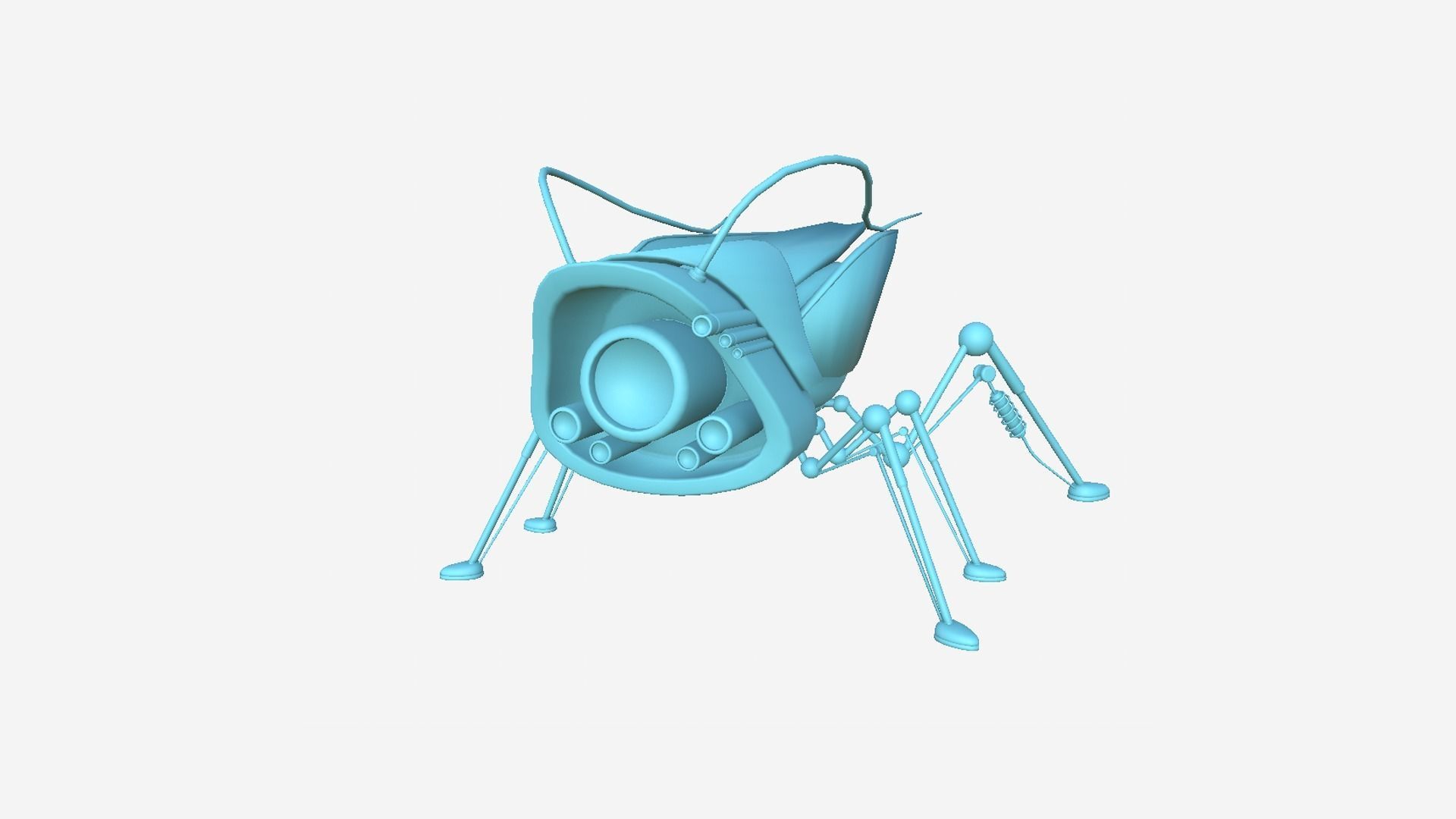 Insect Robot F01 Steel - SciFi Character Design Low-poly 3D model_8