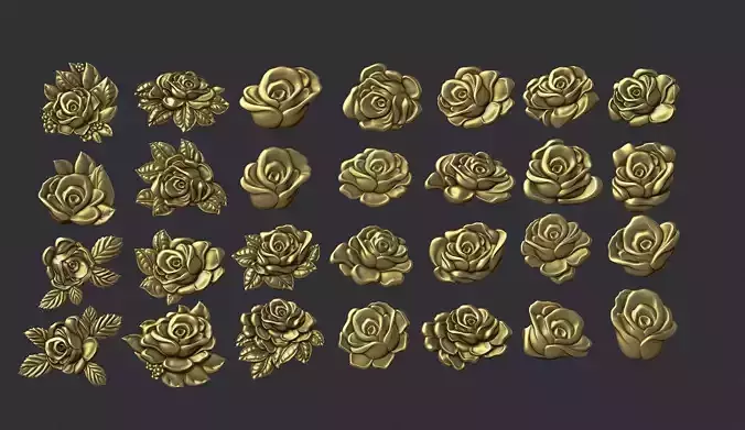 Roses relief set 3D print model