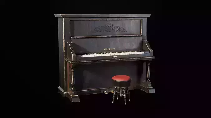Western Piano - Game Ready Low-poly 3D model