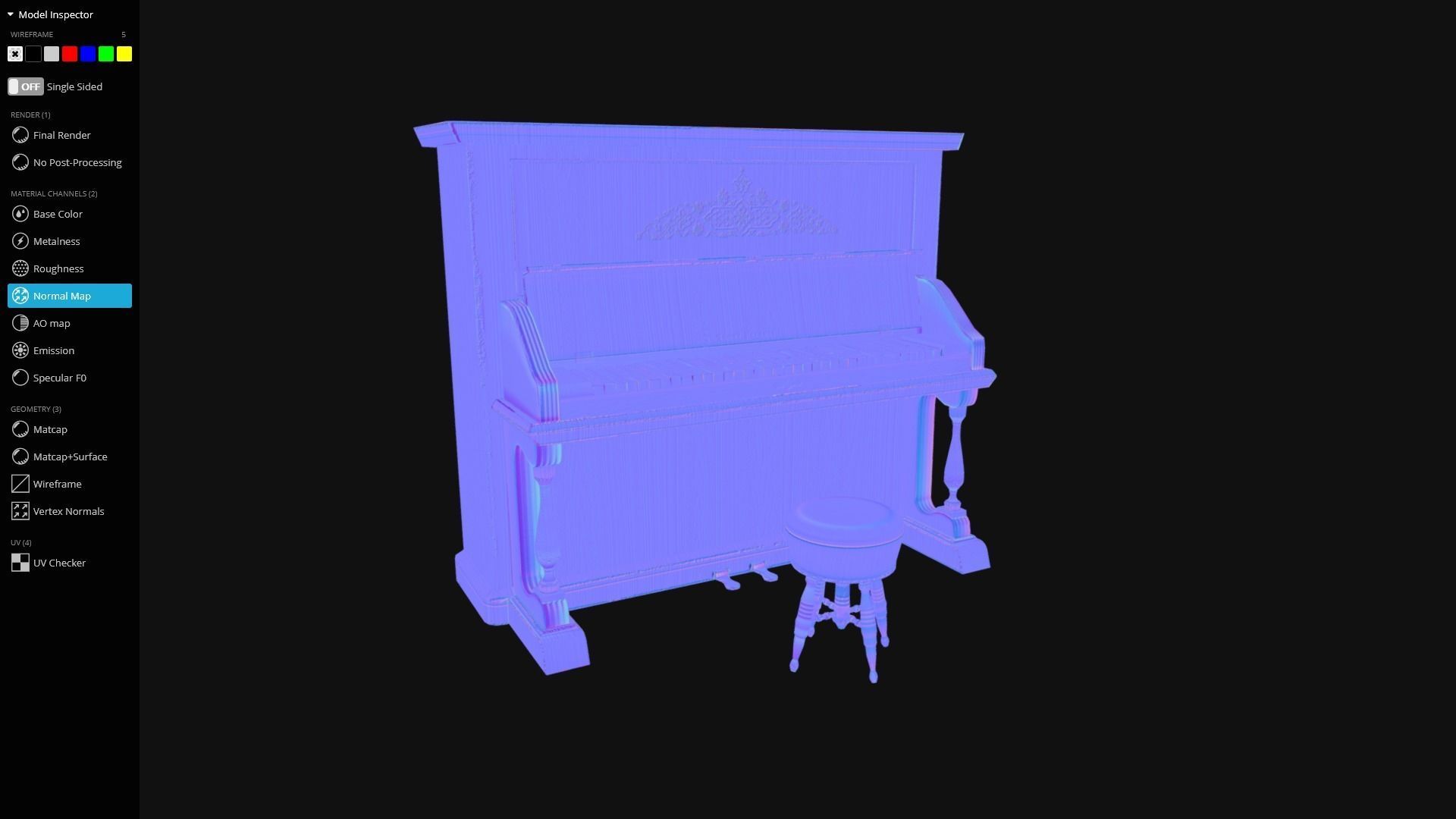 Western Piano - Game Ready Low-poly 3D model_9