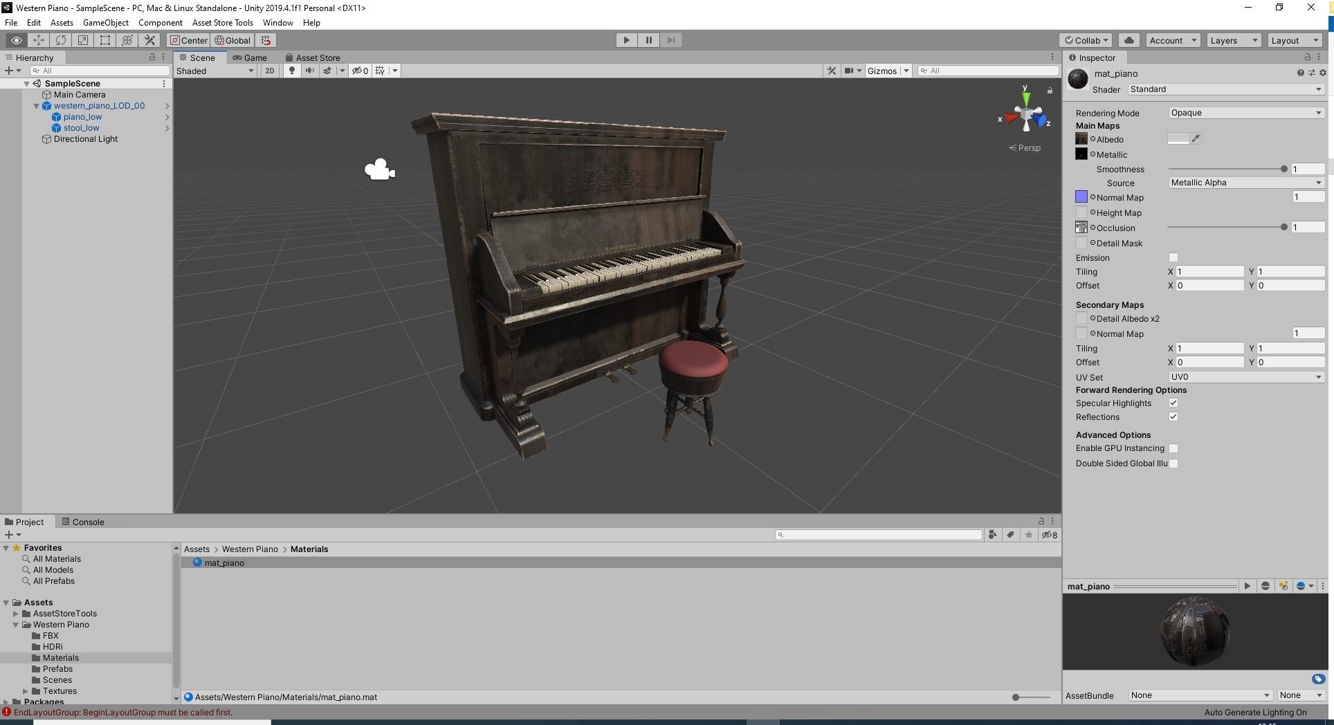 Western Piano - Game Ready Low-poly 3D model_4