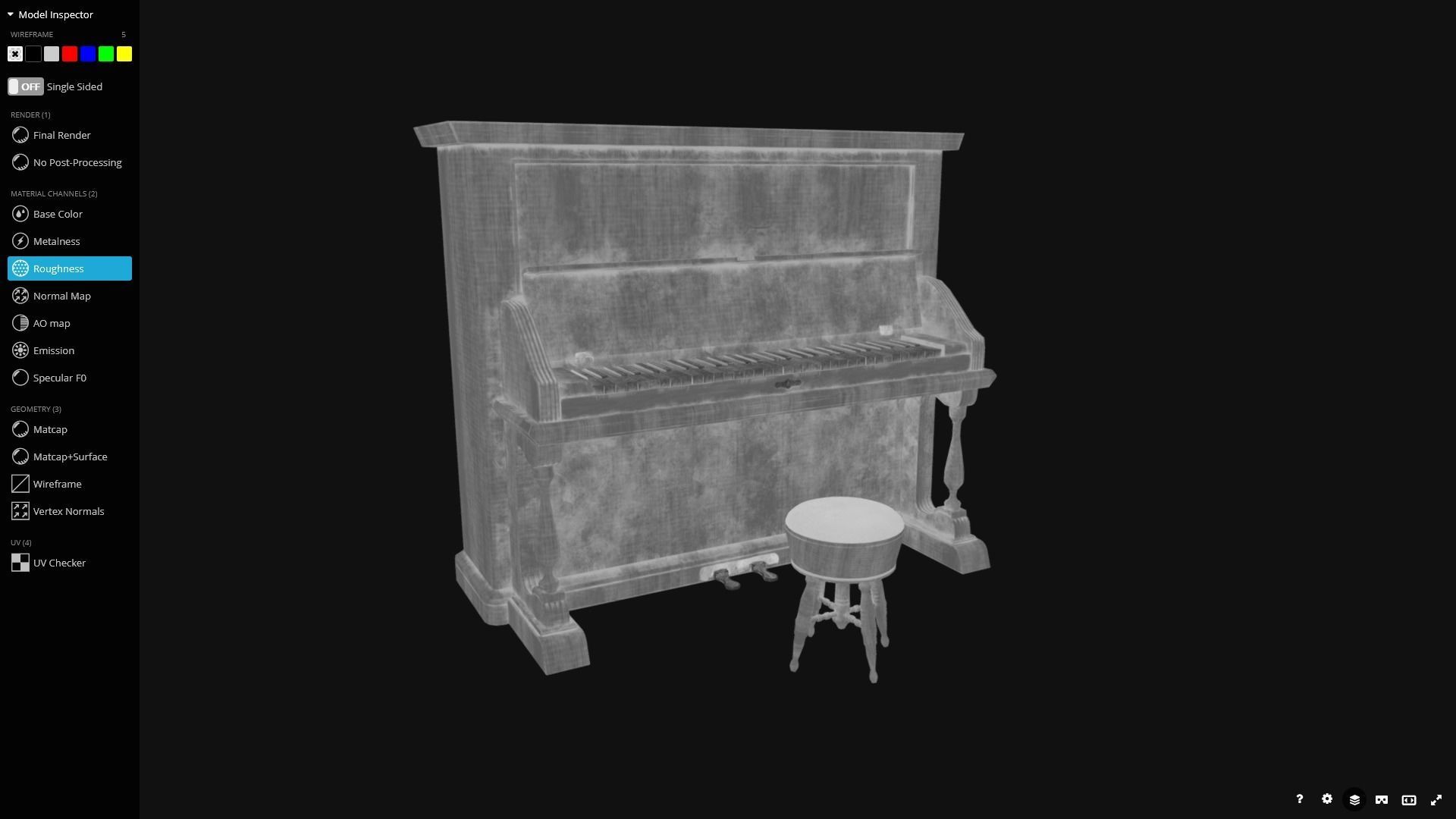 Western Piano - Game Ready Low-poly 3D model_10