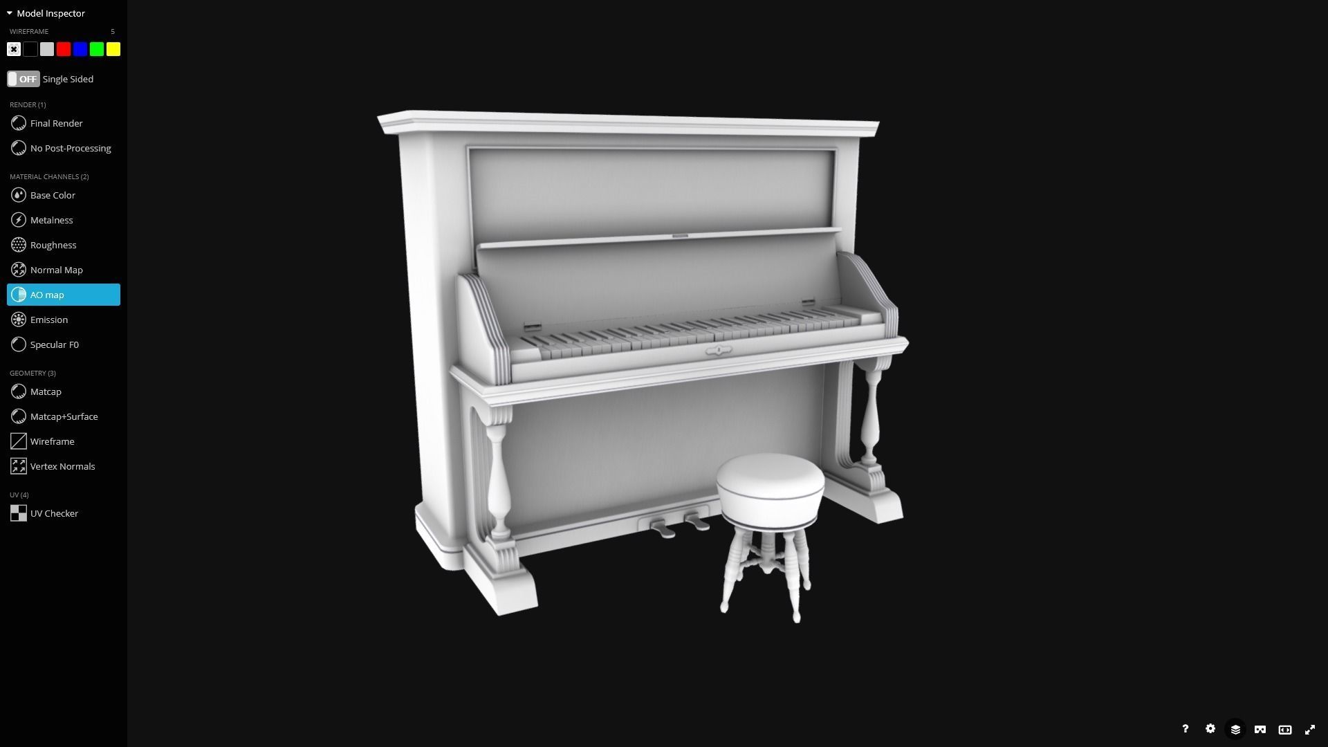 Western Piano - Game Ready Low-poly 3D model_5