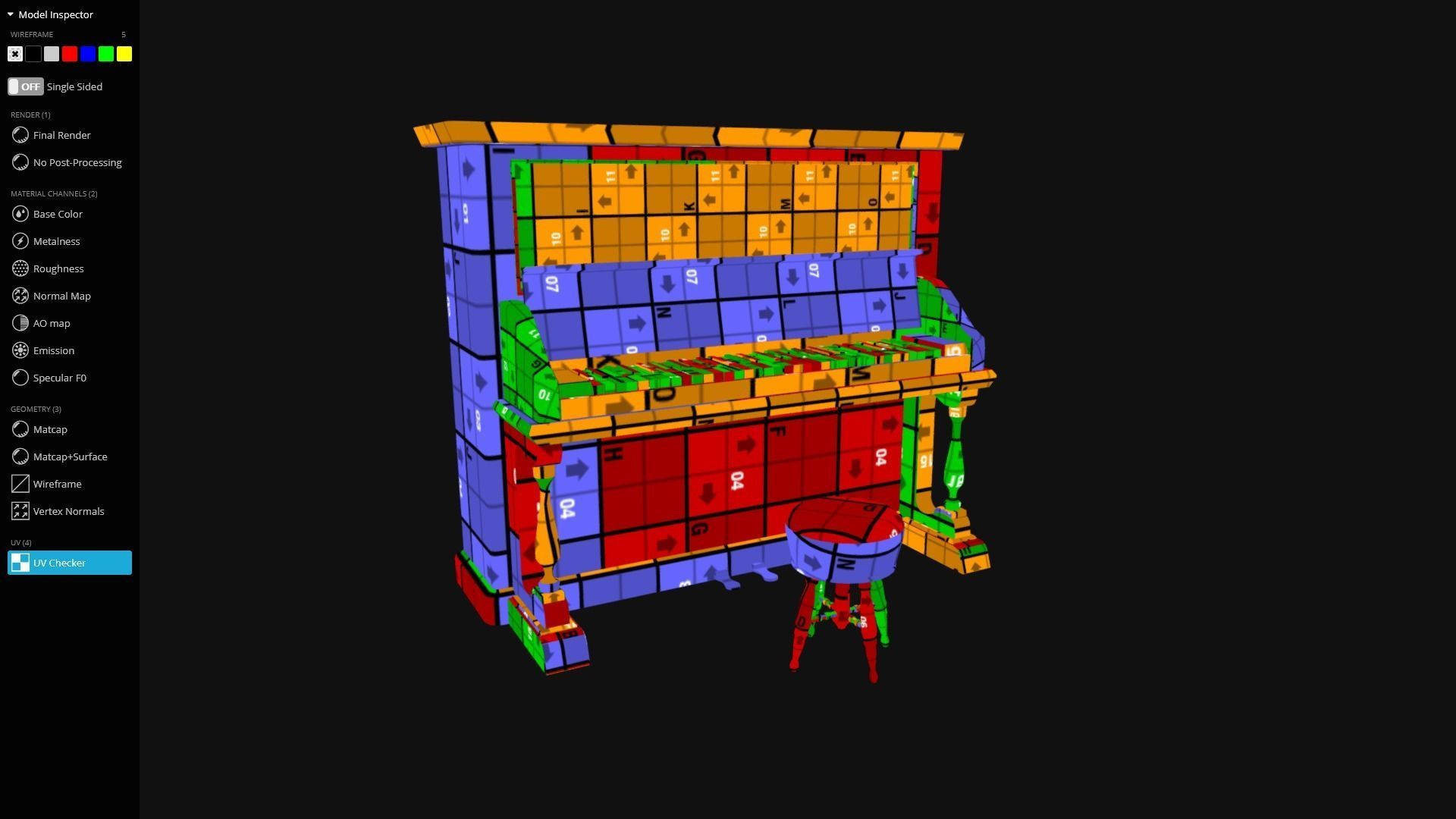 Western Piano - Game Ready Low-poly 3D model_11