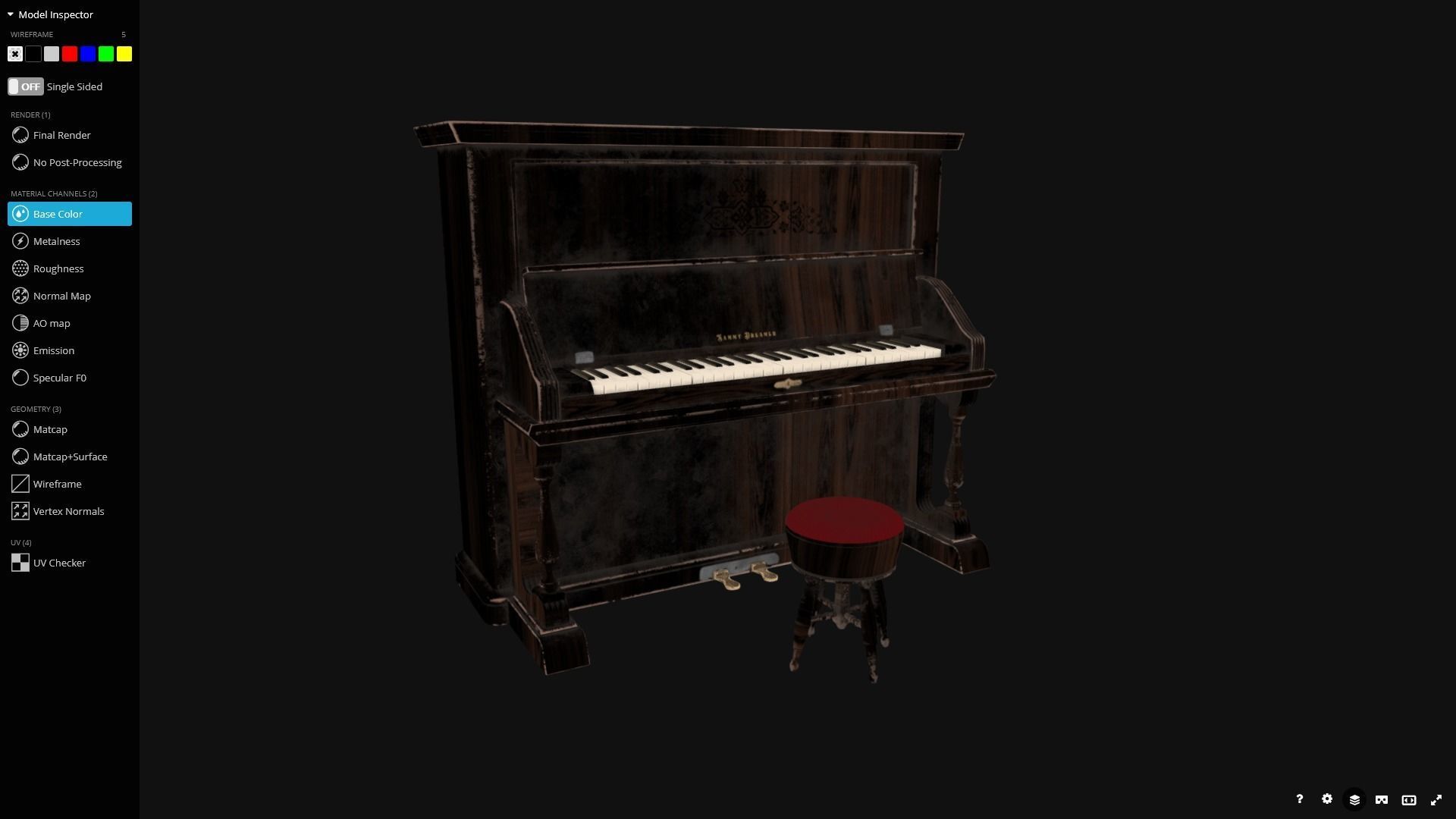 Western Piano - Game Ready Low-poly 3D model_6