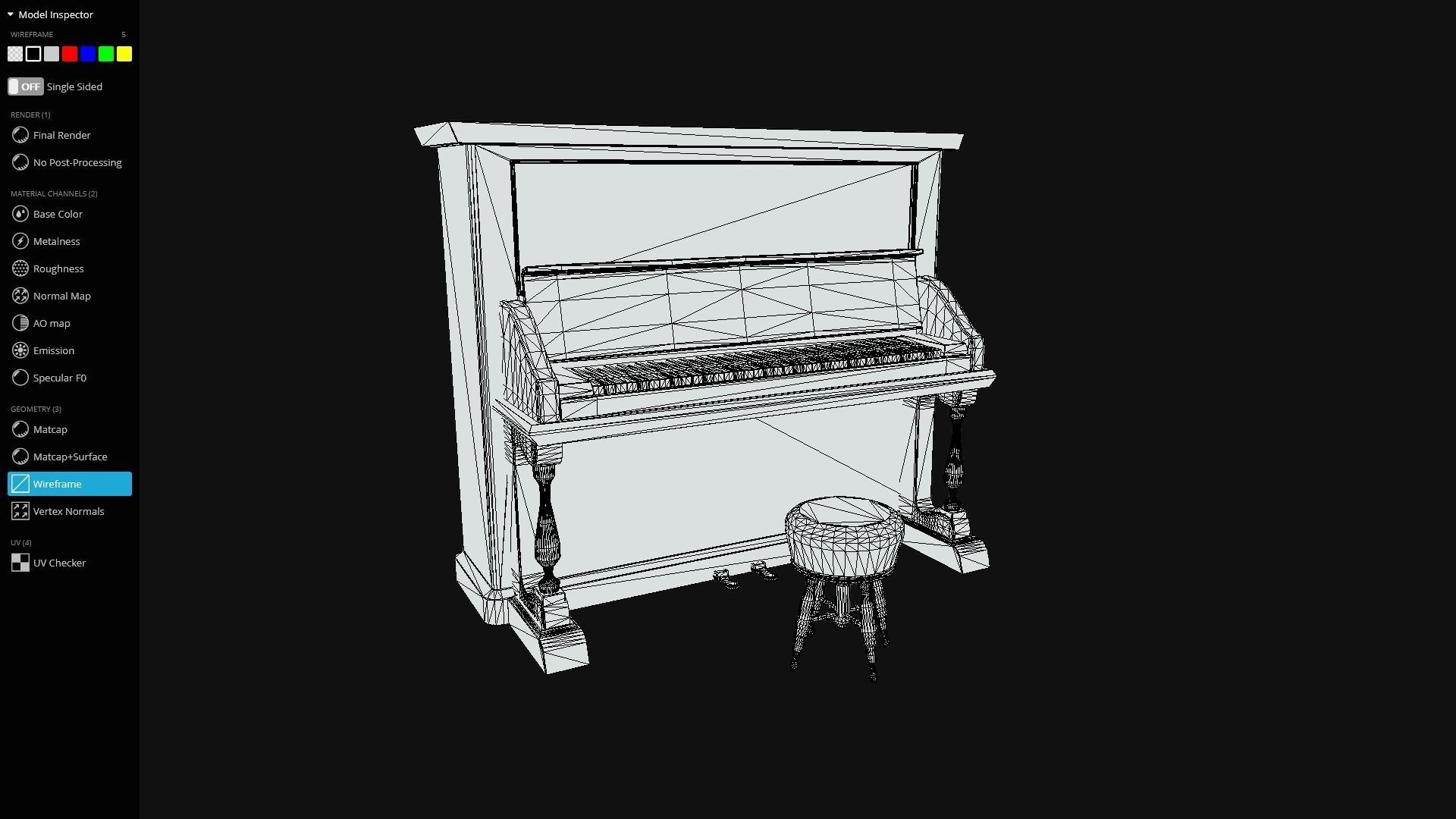 Western Piano - Game Ready Low-poly 3D model_12